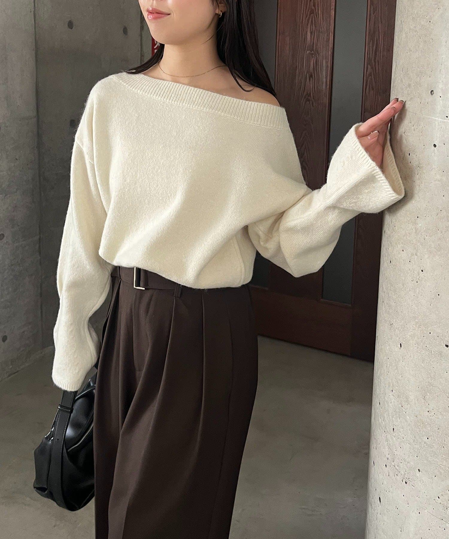 CAPRICIEUX LE'MAGE(カプリシュレマージュ) 【もちふわシリーズ】もちふわWOOLボートネックニット