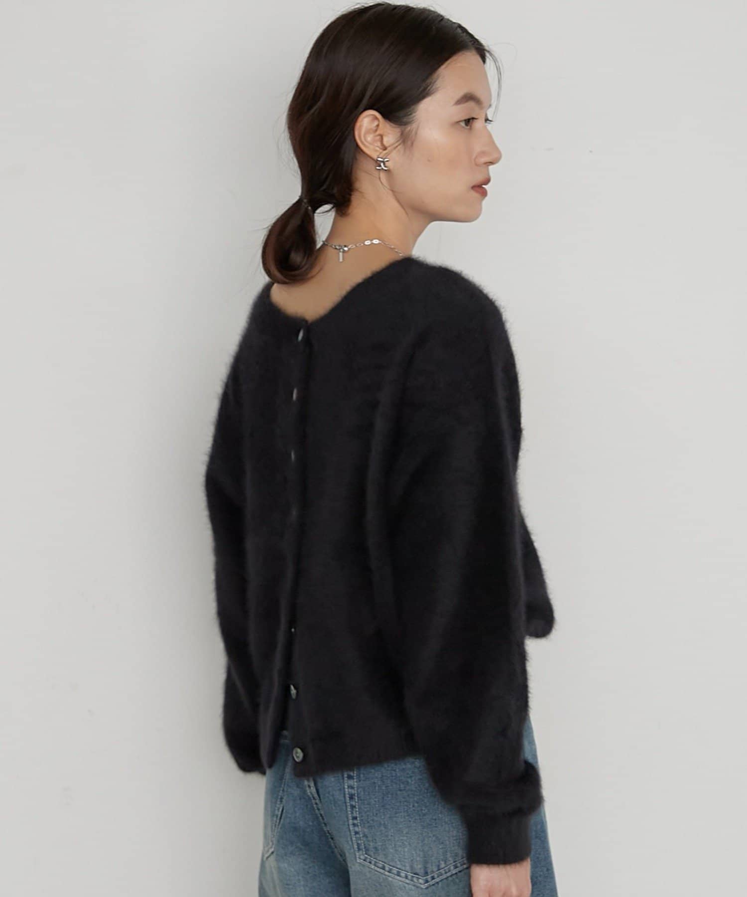LOUNGEDRESS(ラウンジドレス) 《前後着用可》ファーカシミヤ2WAYカーディガン