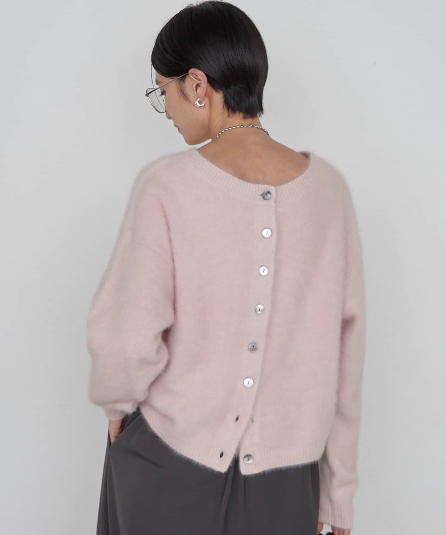 LOUNGEDRESS(ラウンジドレス) 《前後着用可》ファーカシミヤ2WAYカーディガン
