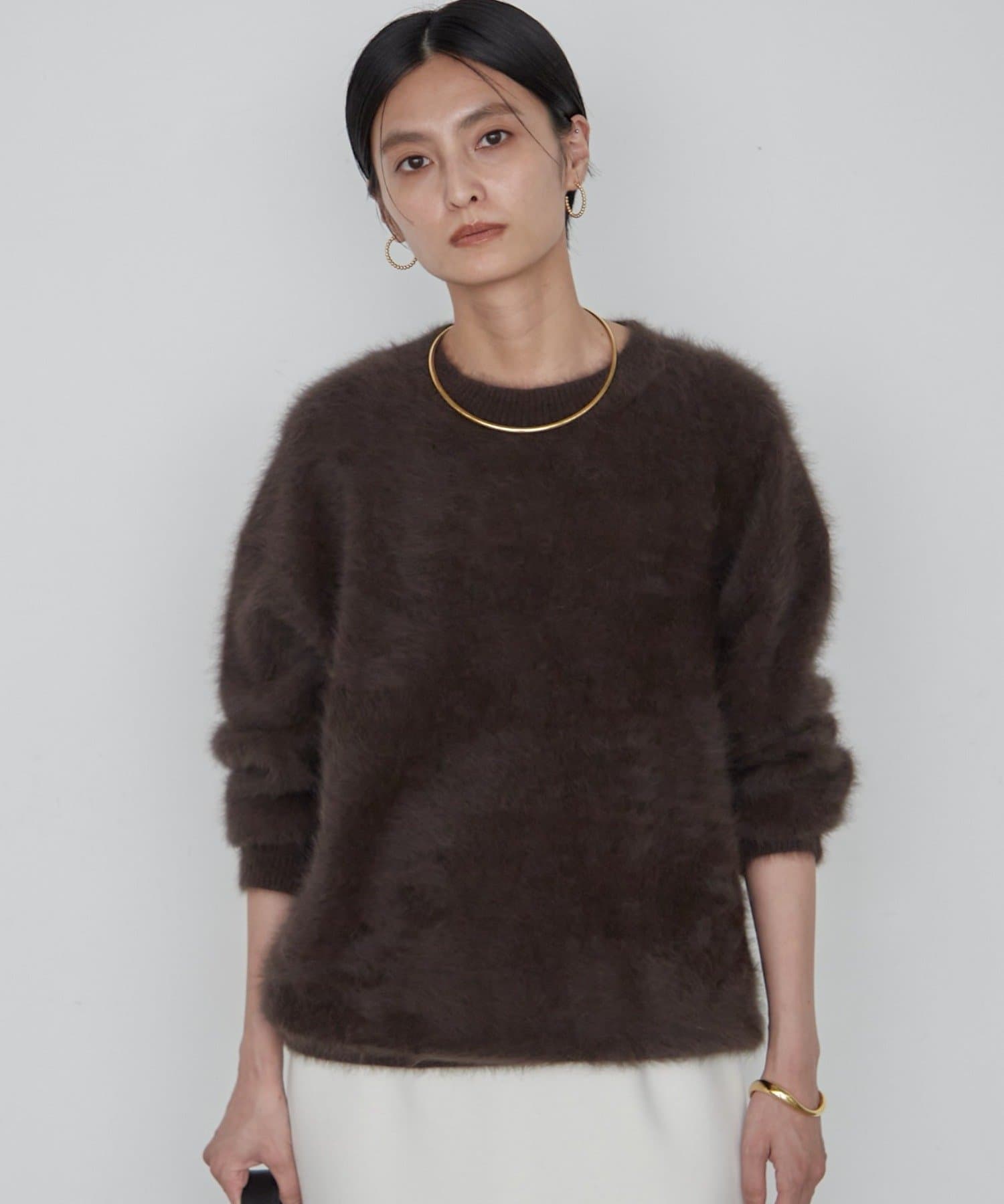 LOUNGEDRESS(ラウンジドレス) 《愛され感高まる極上ニット》ファーカシミヤミンクライククルーニット