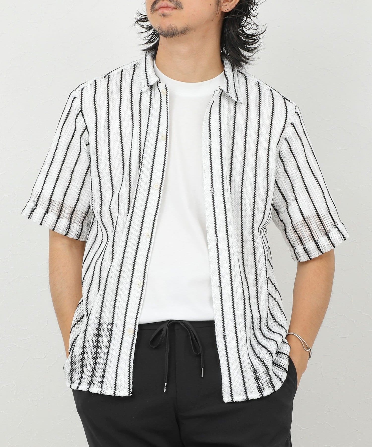 NOLLEY'S(ノーリーズ) レースワンナップカラー 半袖ニットシャツ 26SS