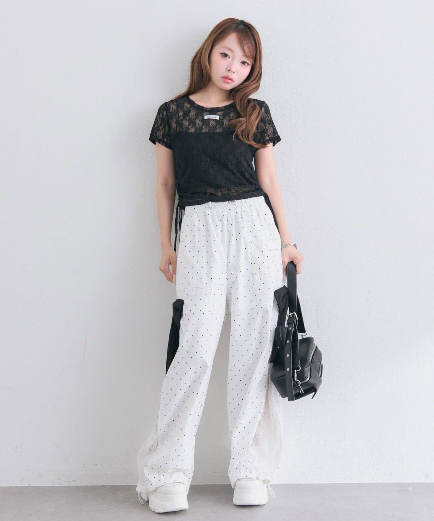 OLIVE des OLIVE(オリーブ デ オリーブ) レースドロストTシャツ
