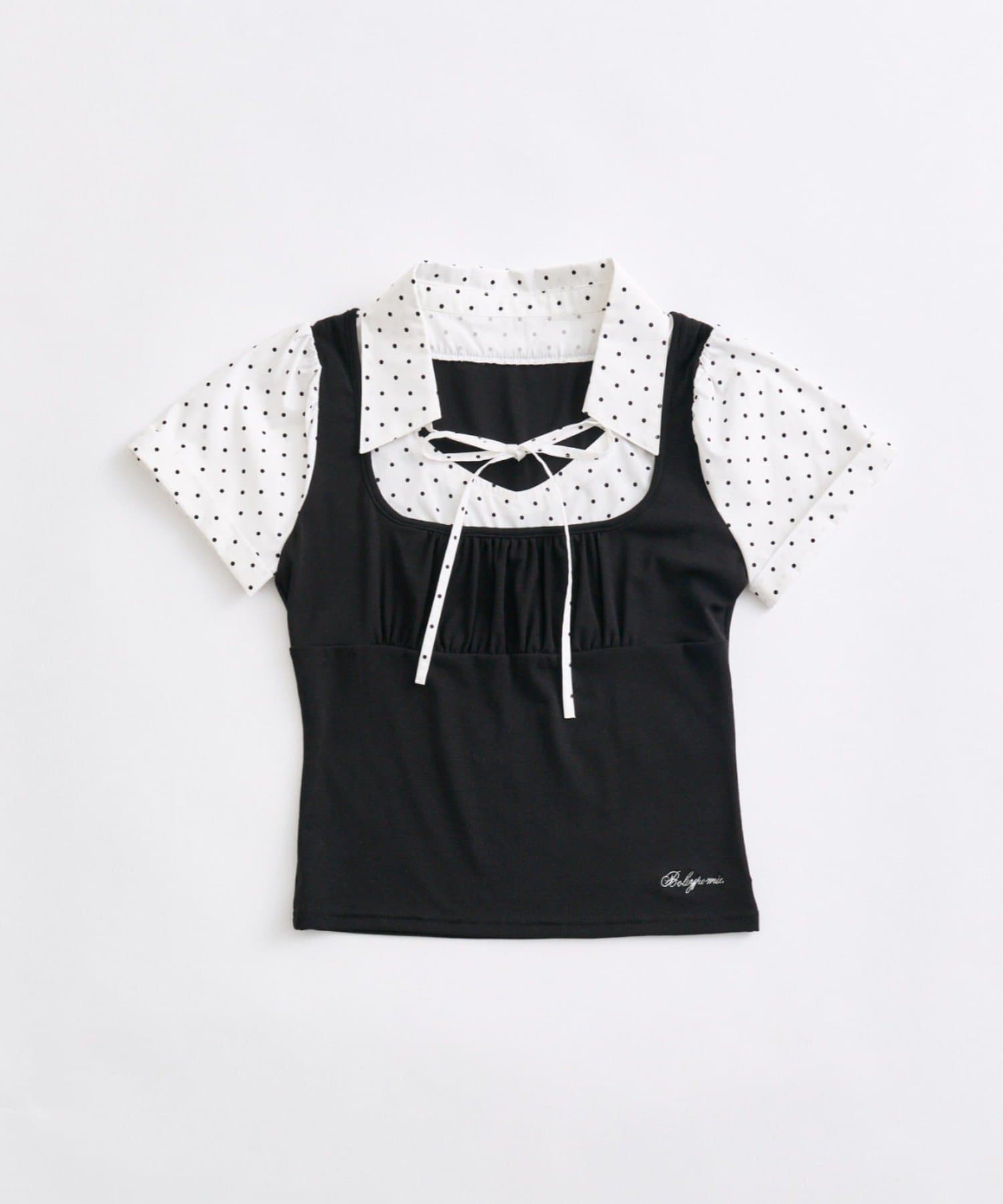 OLIVE des OLIVE(オリーブ デ オリーブ) シャツレイヤードパフ袖トップス