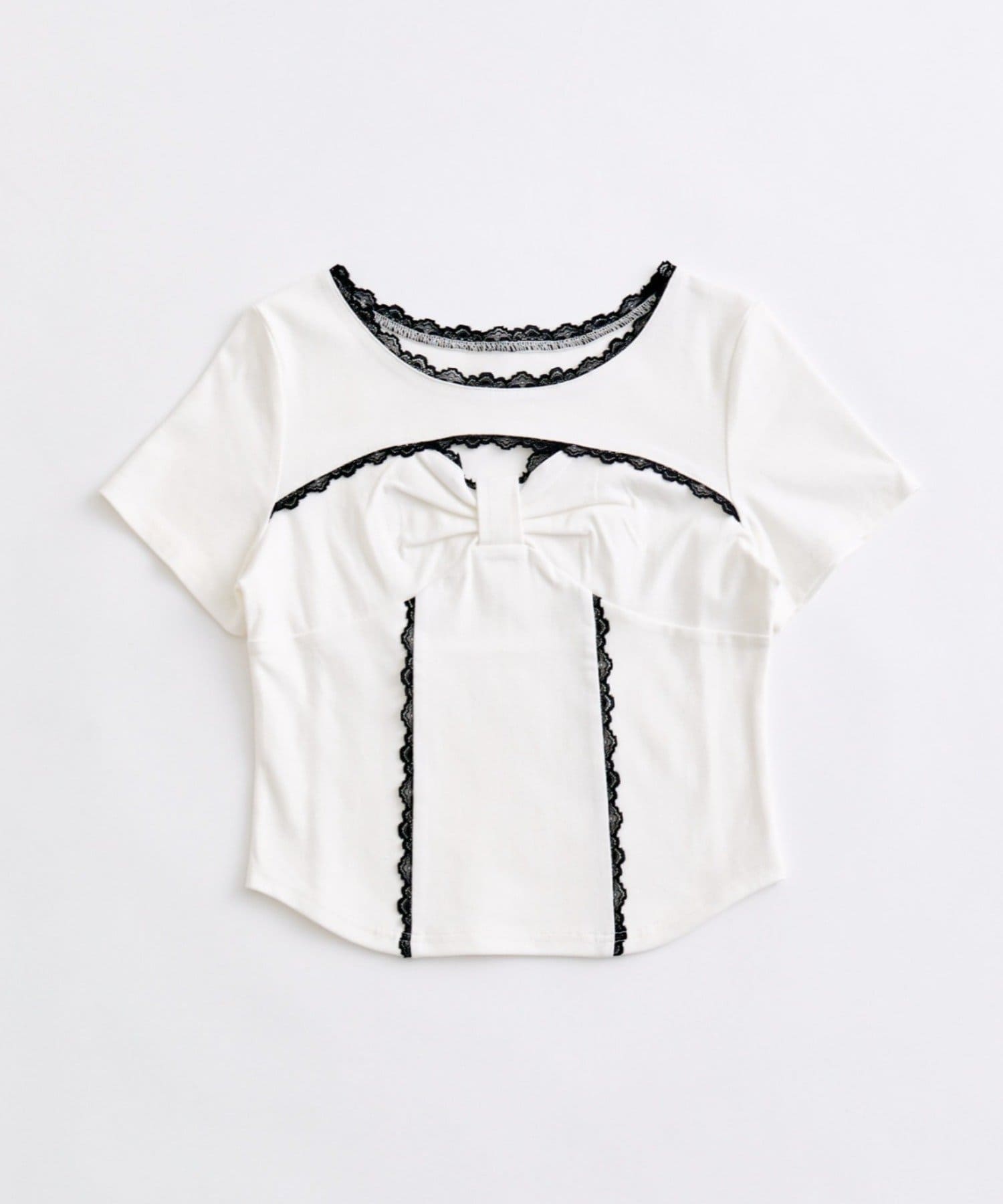 OLIVE des OLIVE(オリーブ デ オリーブ) デコルテ開きリボントップス