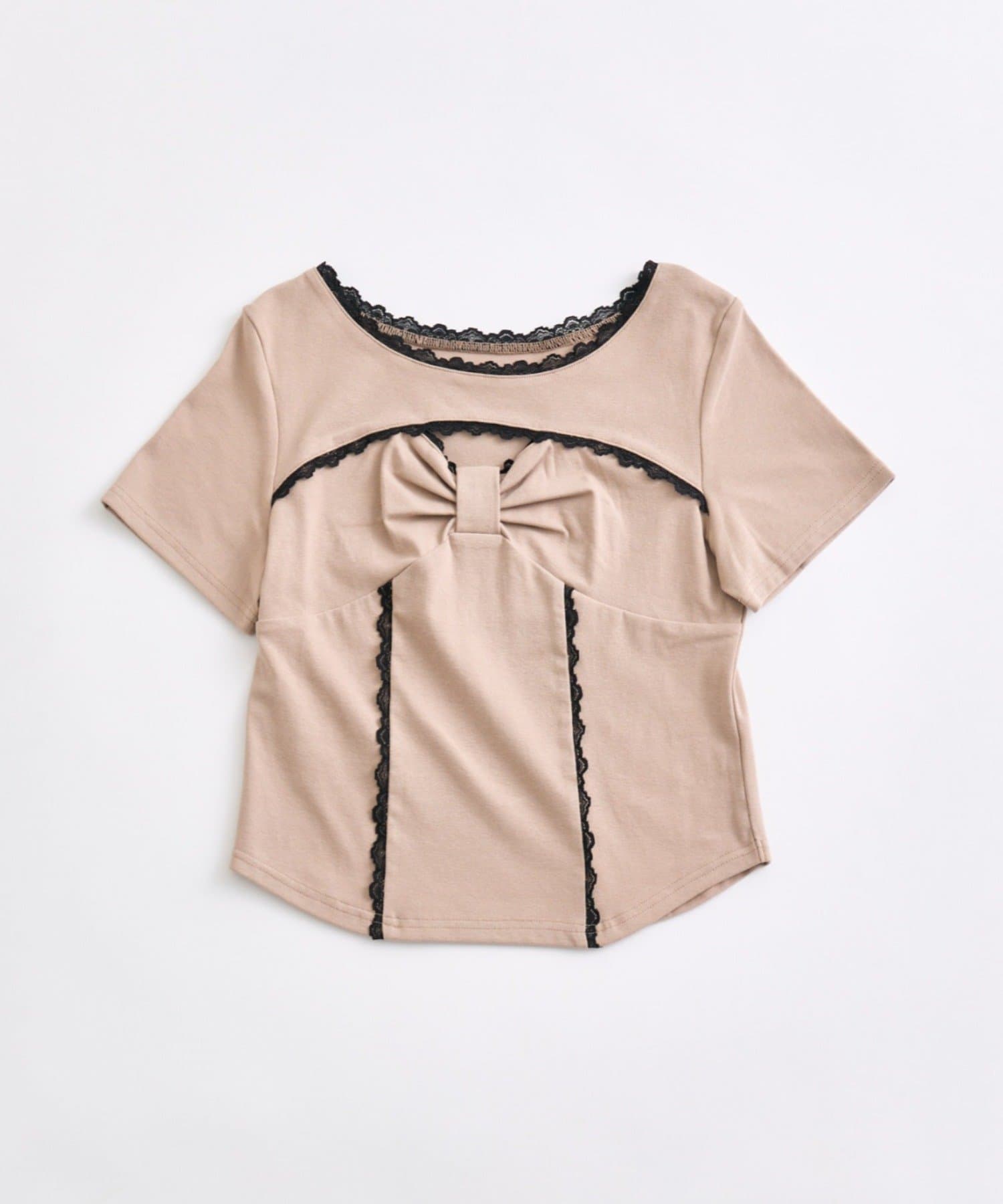 OLIVE des OLIVE(オリーブ デ オリーブ) デコルテ開きリボントップス