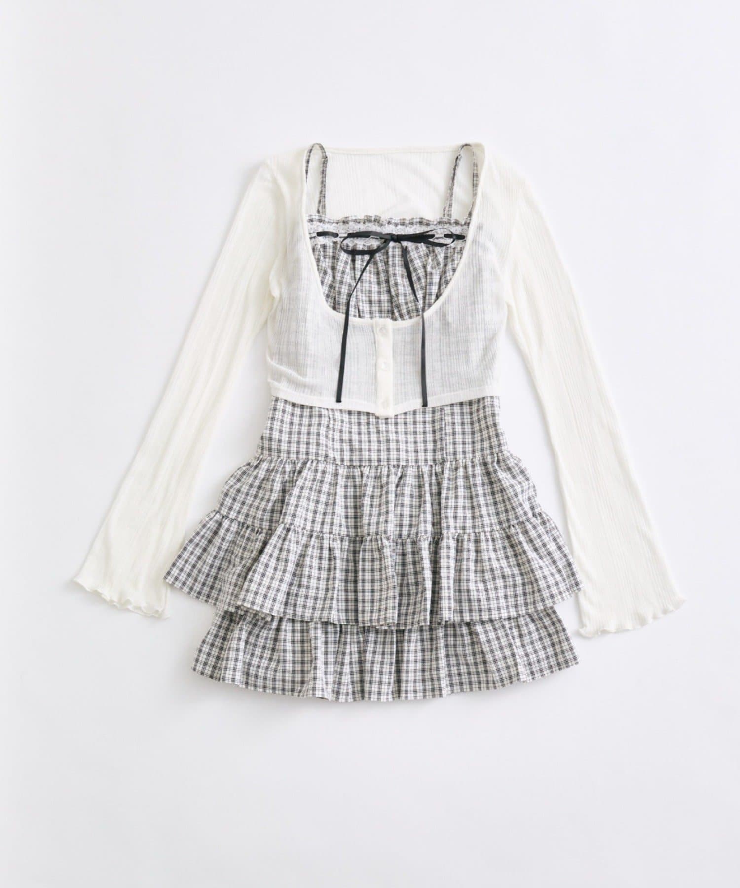 OLIVE des OLIVE(オリーブ デ オリーブ) レースリボンワンピとシアカーデのセット