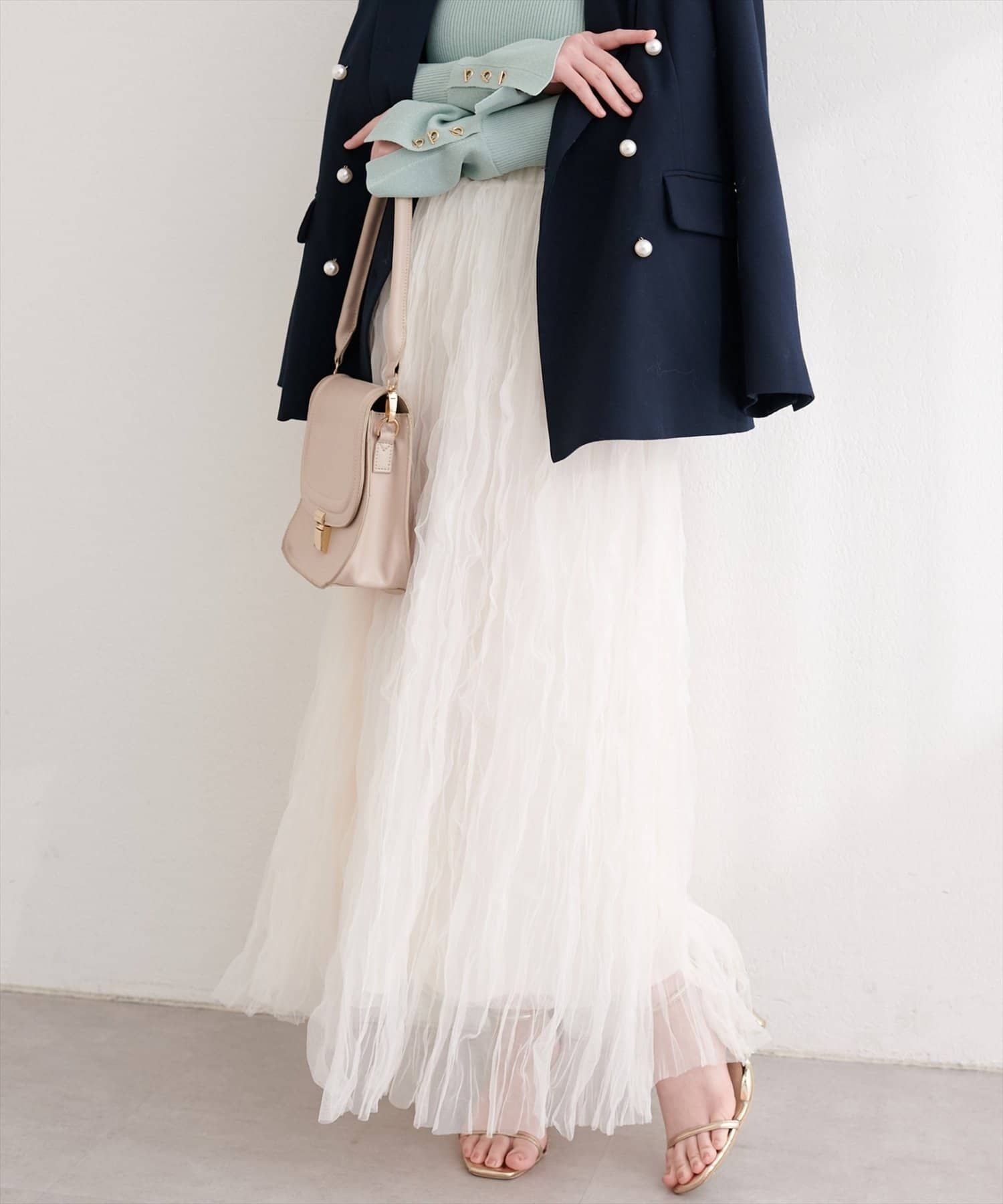 NICE CLAUP / OLIVE des OLIVE OUTLET(ナイスクラップ  / オリーブ デ オリーブ アウトレット) 【natural couture】チュールクリンクルスカート