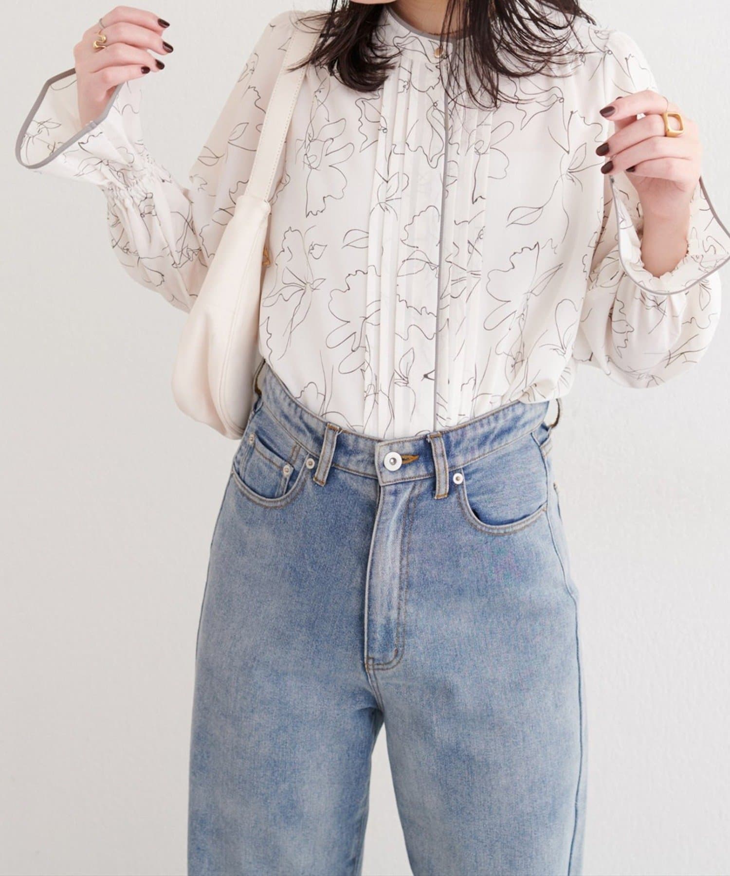 NICE CLAUP / OLIVE des OLIVE OUTLET(ナイスクラップ  / オリーブ デ オリーブ アウトレット) 【natural couture】配色パイピングタックブラウス