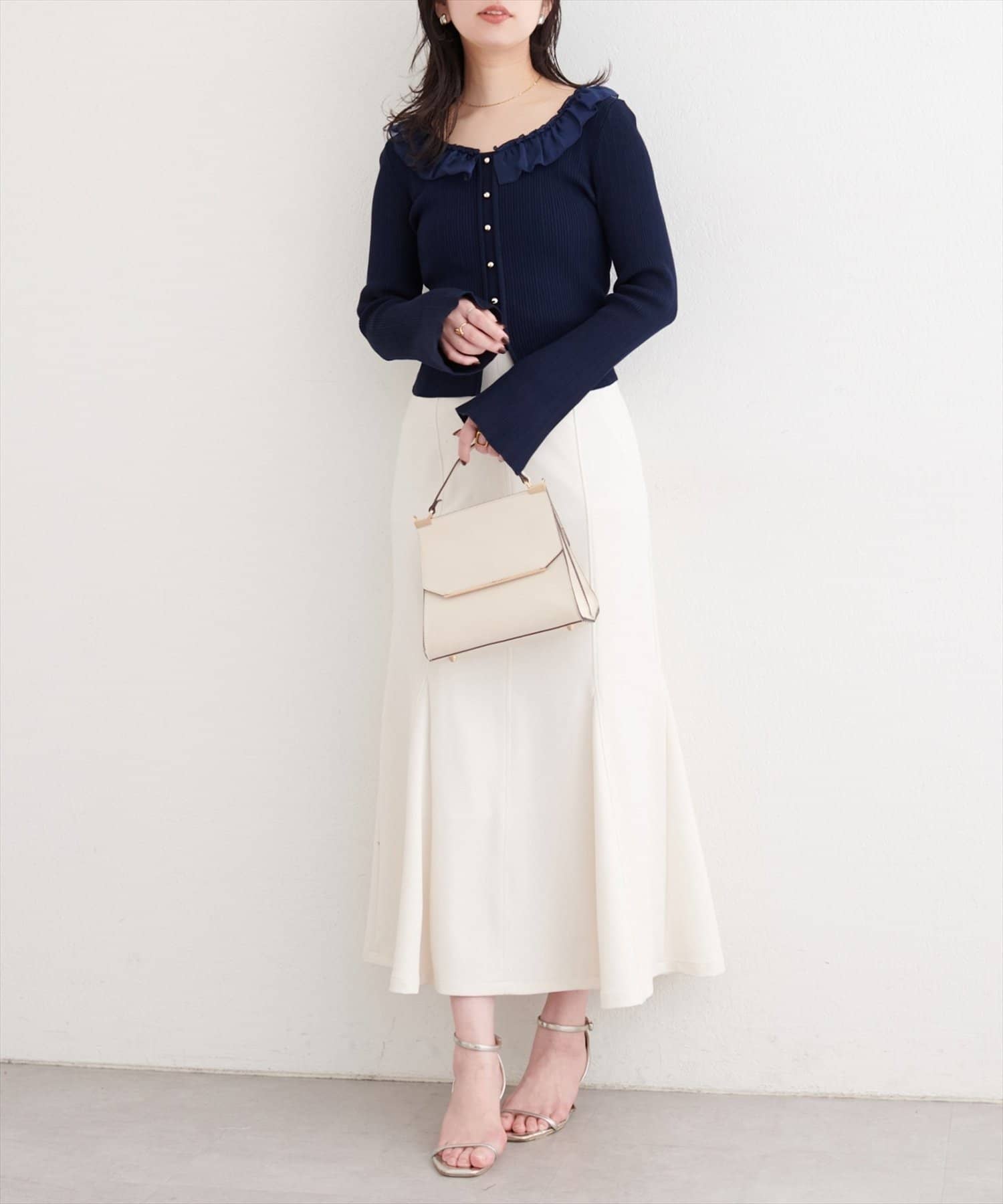 NICE CLAUP / OLIVE des OLIVE OUTLET(ナイスクラップ  / オリーブ デ オリーブ アウトレット) 【natural couture】異素材フリルニット