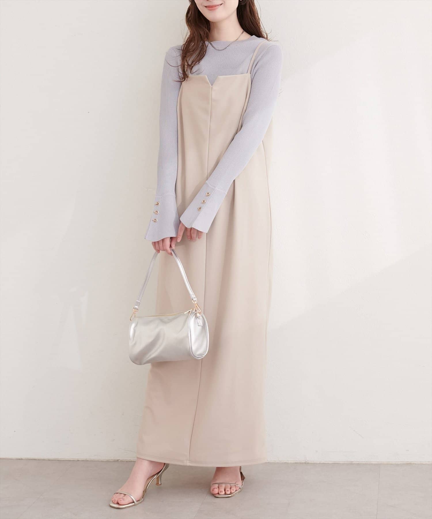 NICE CLAUP / OLIVE des OLIVE OUTLET(ナイスクラップ  / オリーブ デ オリーブ アウトレット) 【natural couture】袖口ハトメ釦クルーネックニットプルオーバー
