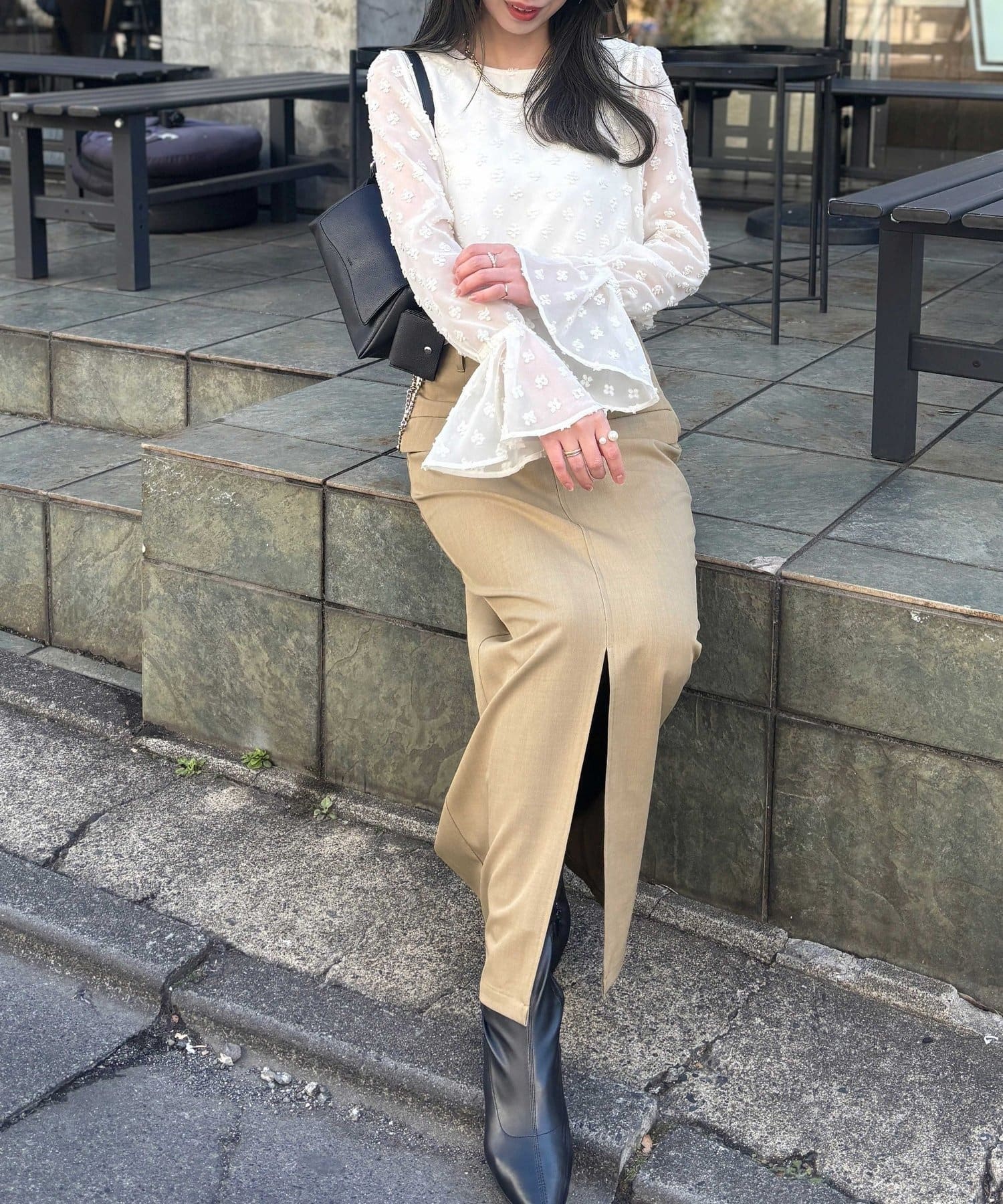 NICE CLAUP / OLIVE des OLIVE OUTLET(ナイスクラップ  / オリーブ デ オリーブ アウトレット) 【LARUTA】フラップポケット付きストレートスカート