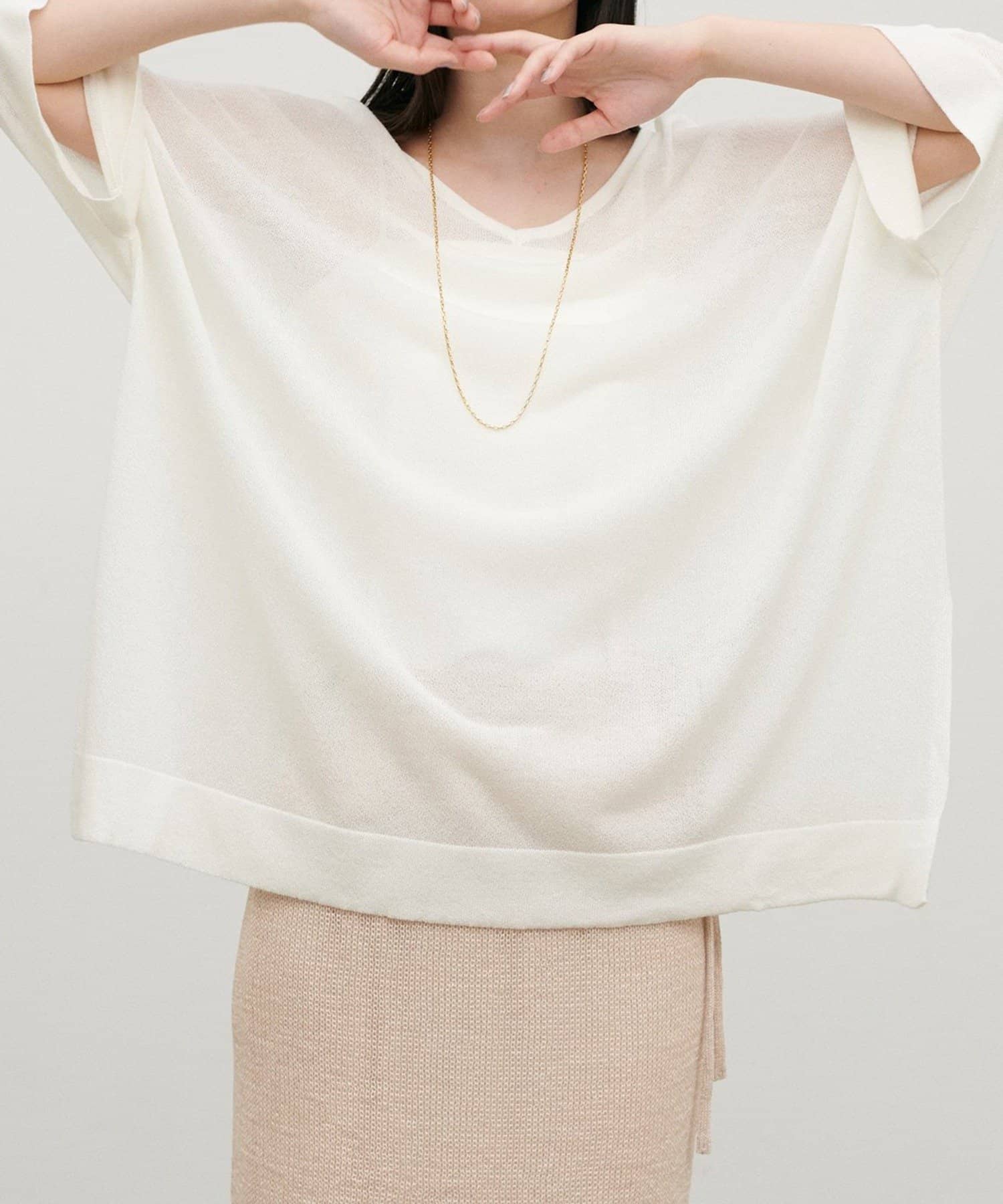 NICE CLAUP / OLIVE des OLIVE OUTLET(ナイスクラップ  / オリーブ デ オリーブ アウトレット) 【LARUTA】シアーボートネックニットプルオーバー