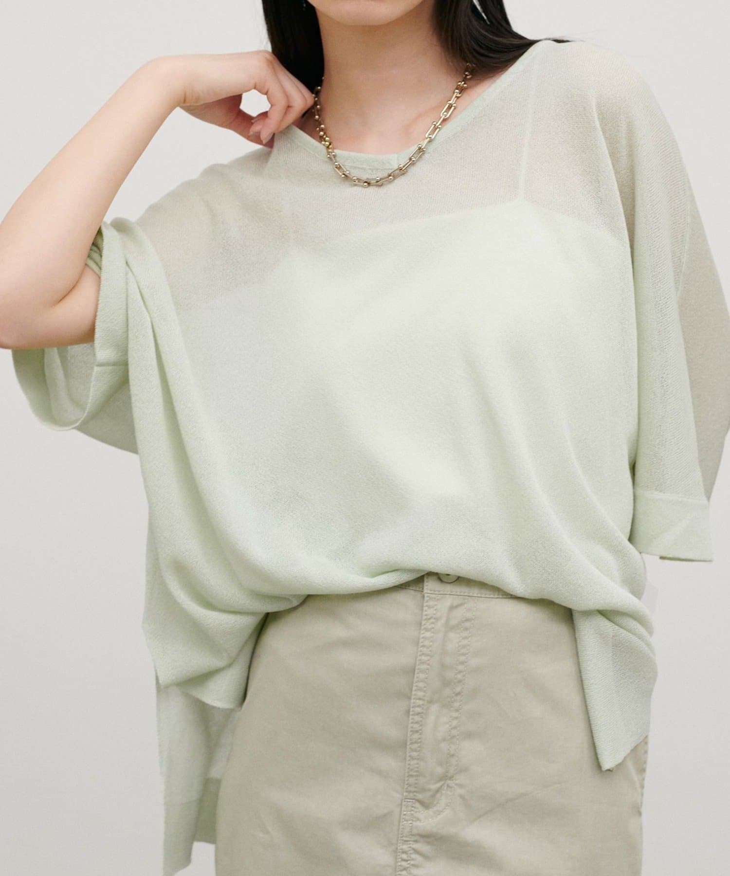 NICE CLAUP / OLIVE des OLIVE OUTLET(ナイスクラップ  / オリーブ デ オリーブ アウトレット) 【LARUTA】シアーボートネックニットプルオーバー