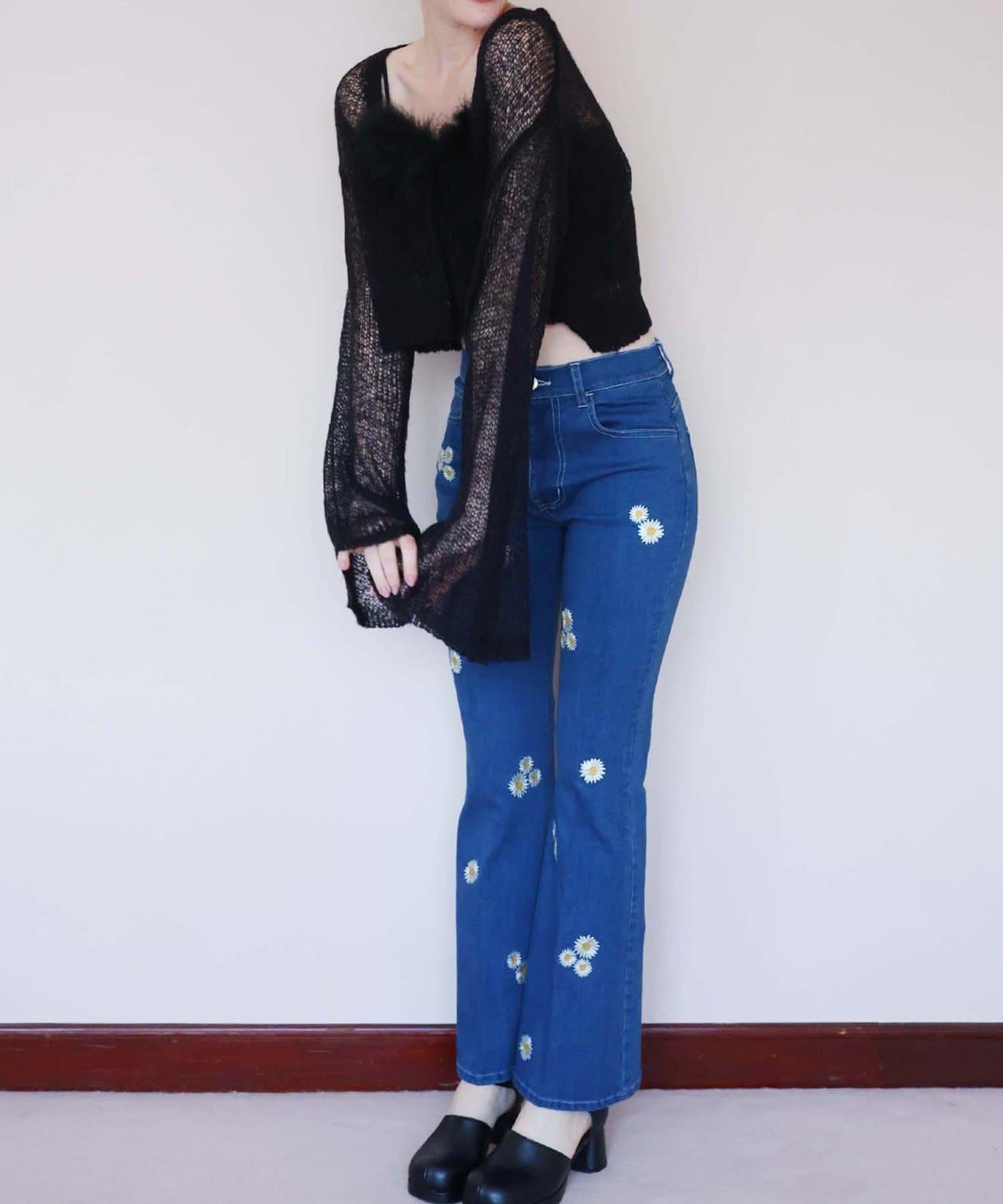 NICE CLAUP / OLIVE des OLIVE OUTLET(ナイスクラップ  / オリーブ デ オリーブ アウトレット) 【Seemi】刺繍デニム