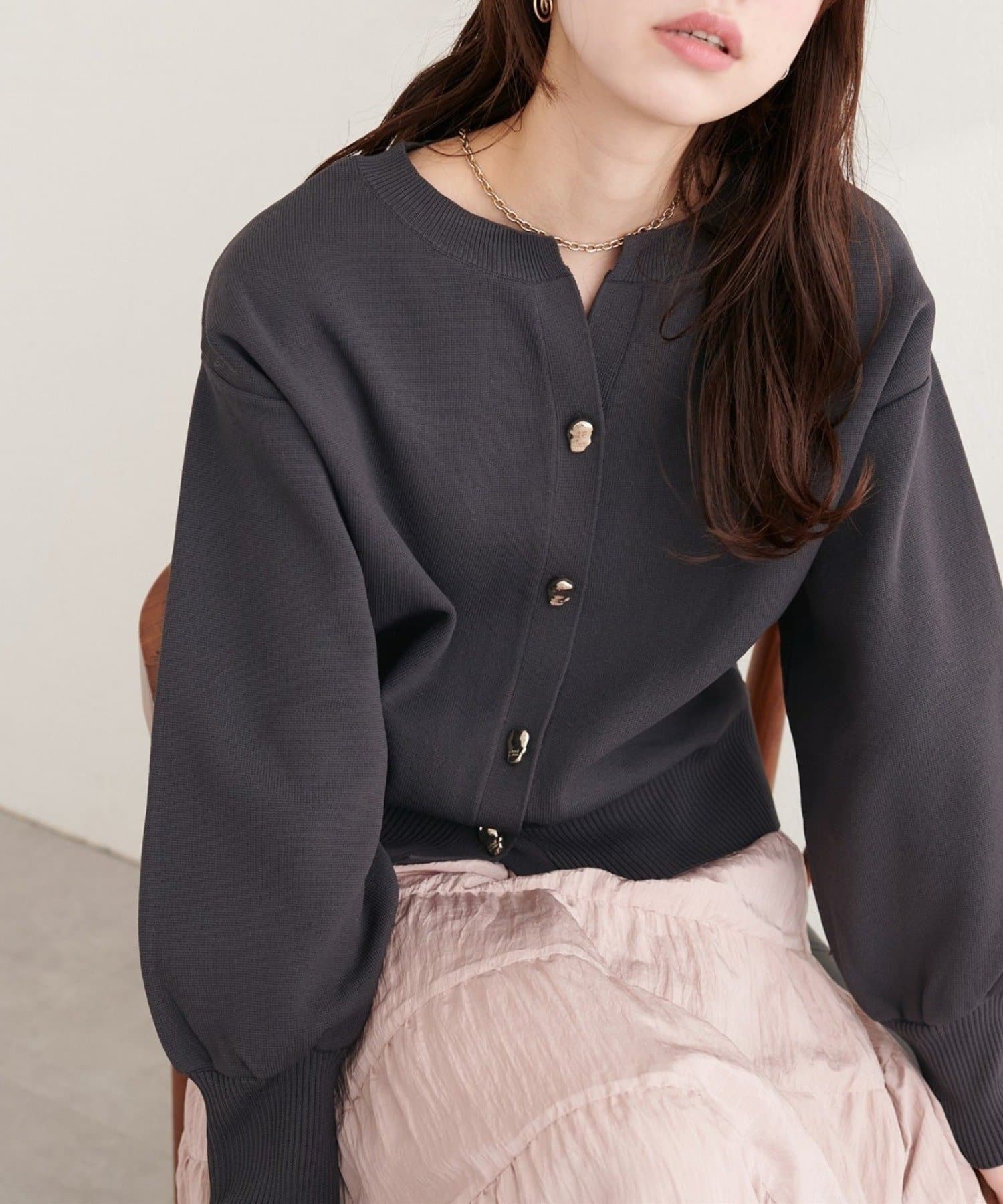 NICE CLAUP / OLIVE des OLIVE OUTLET(ナイスクラップ  / オリーブ デ オリーブ アウトレット) 【natural couture】キーネックポリカーデ