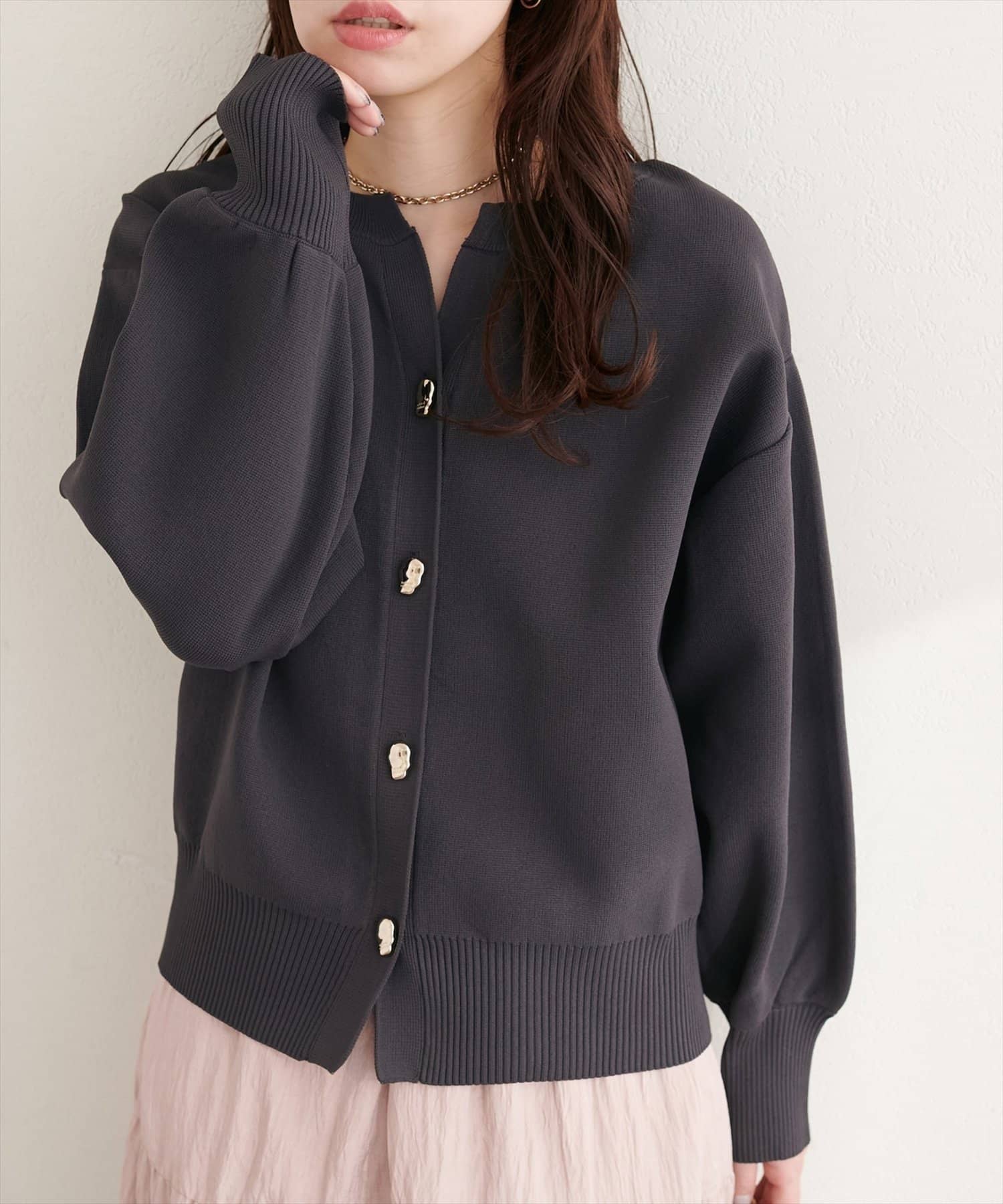 NICE CLAUP / OLIVE des OLIVE OUTLET(ナイスクラップ  / オリーブ デ オリーブ アウトレット) 【natural couture】キーネックポリカーデ