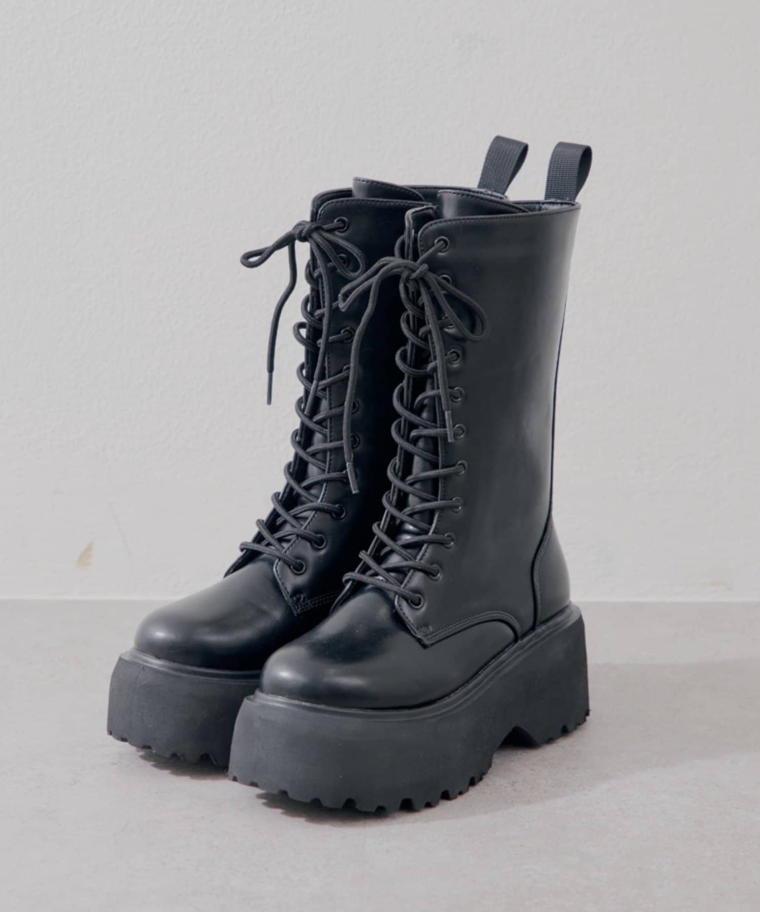 NICE CLAUP / OLIVE des OLIVE OUTLET(ナイスクラップ  / オリーブ デ オリーブ アウトレット) 【RMAF】ミドル丈レースアップサイドゴアブーツ