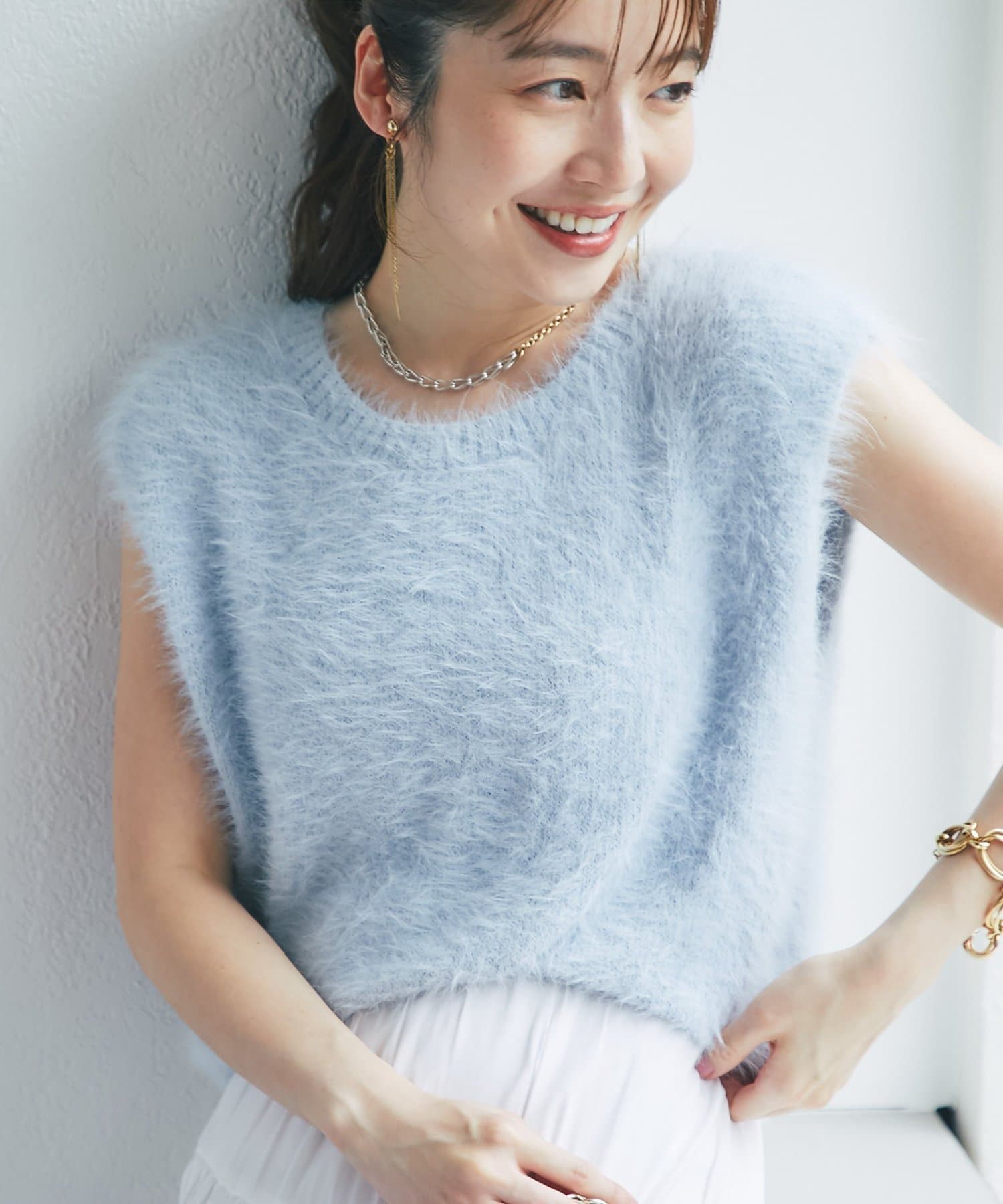 La boutique BonBon(ラブティックボンボン) へアリーフェザー前後２WAYフレンチニット