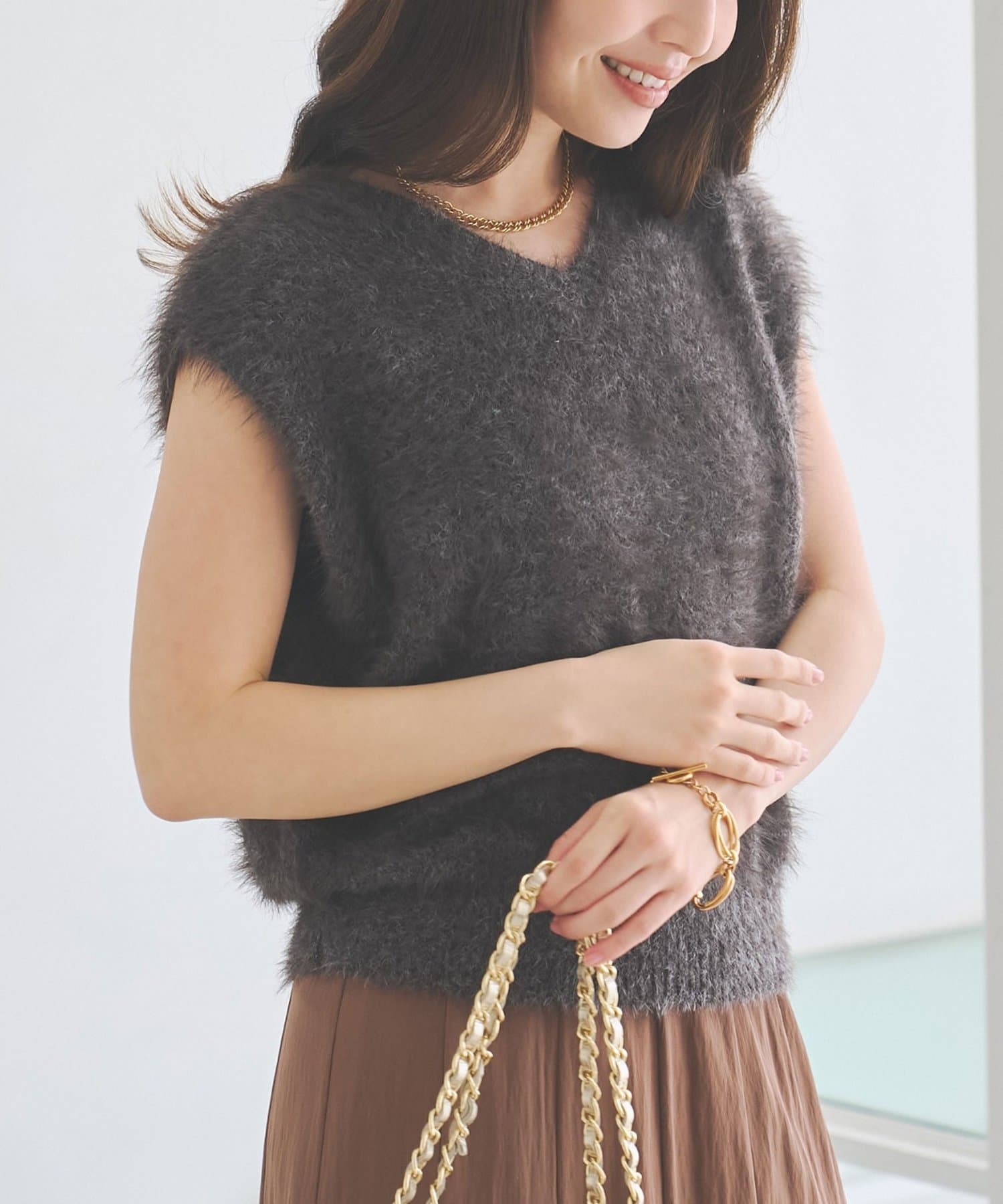 La boutique BonBon(ラブティックボンボン) へアリーフェザー前後２WAYフレンチニット