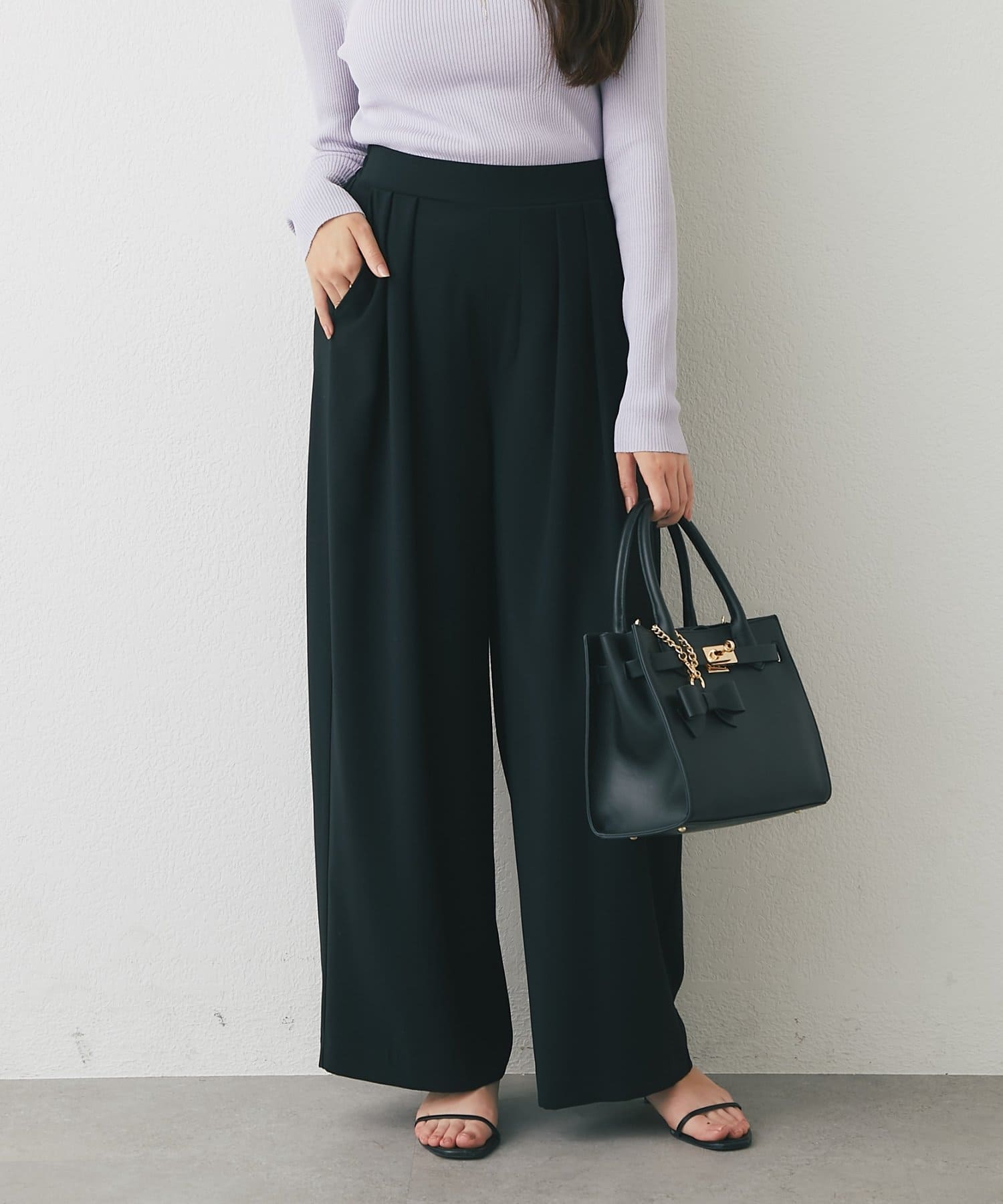 La boutique BonBon(ラブティックボンボン) 【RISA監修・7サイズ展開】2タックワイドパンツ