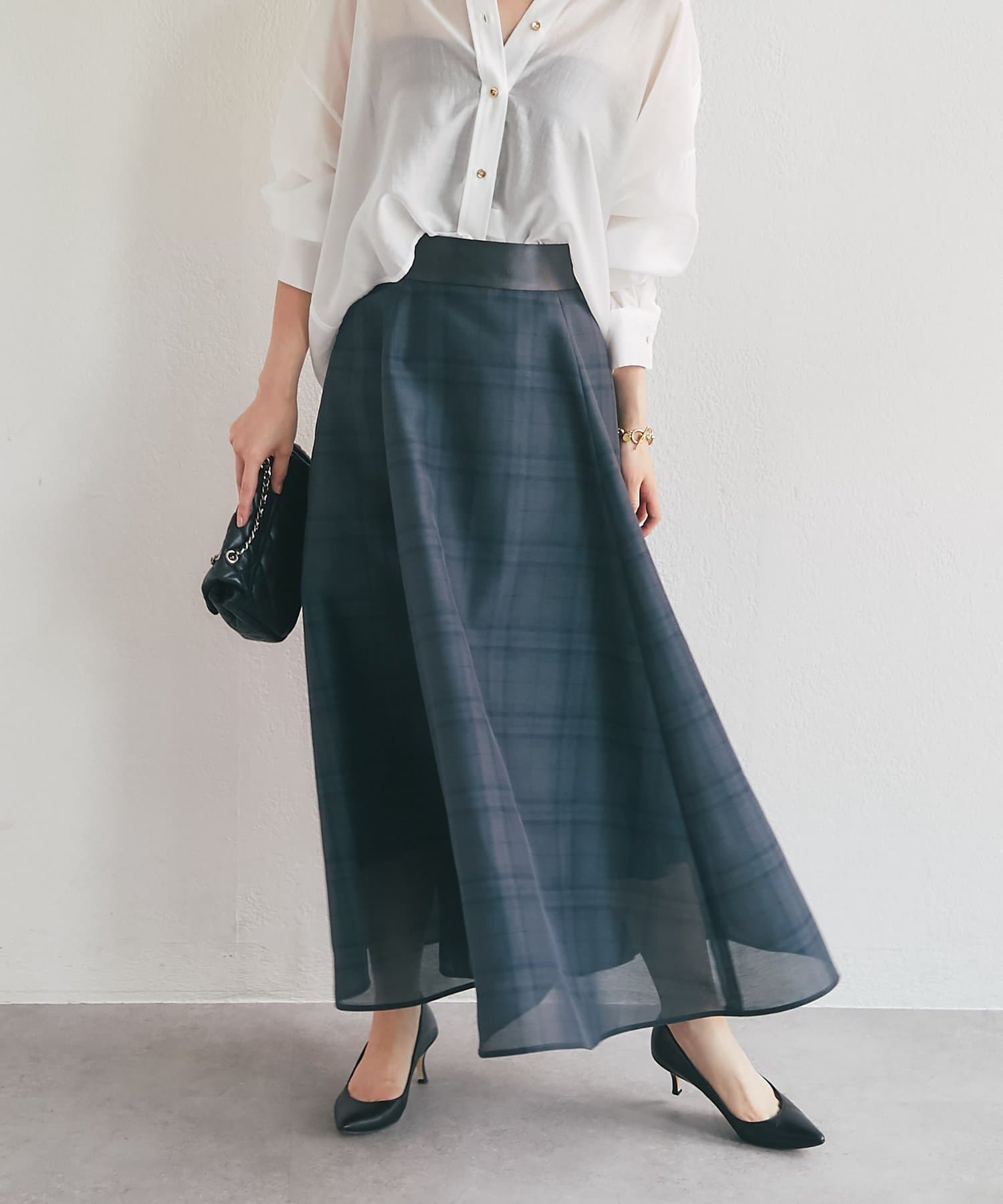 La boutique BonBon(ラブティックボンボン) シアーチェックオーガンサーキュラースカート