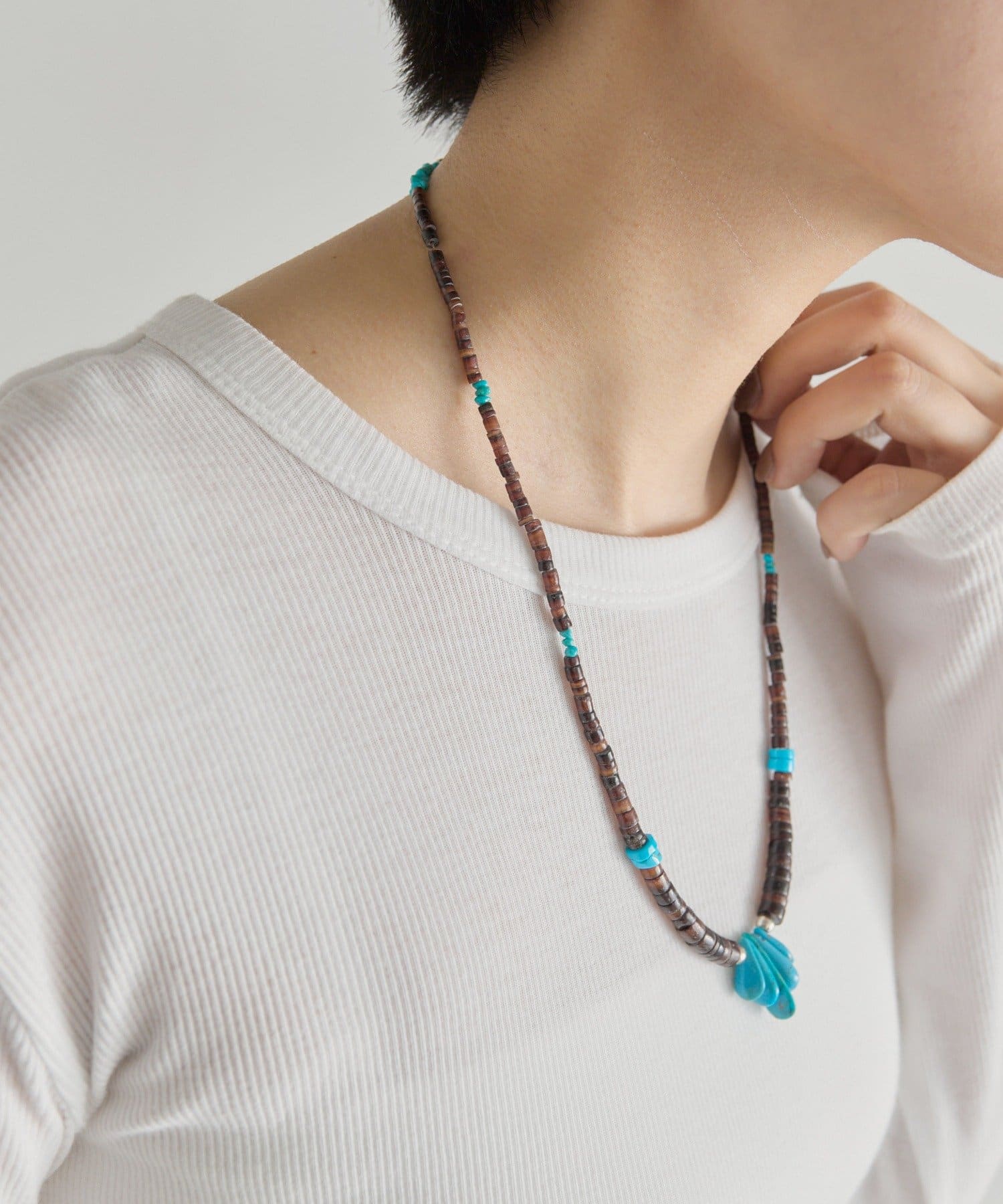 ear PAPILLONNER(イア パピヨネ) 《スターリングシルバー使用》ナバホヒシ×ターコイズネックレス