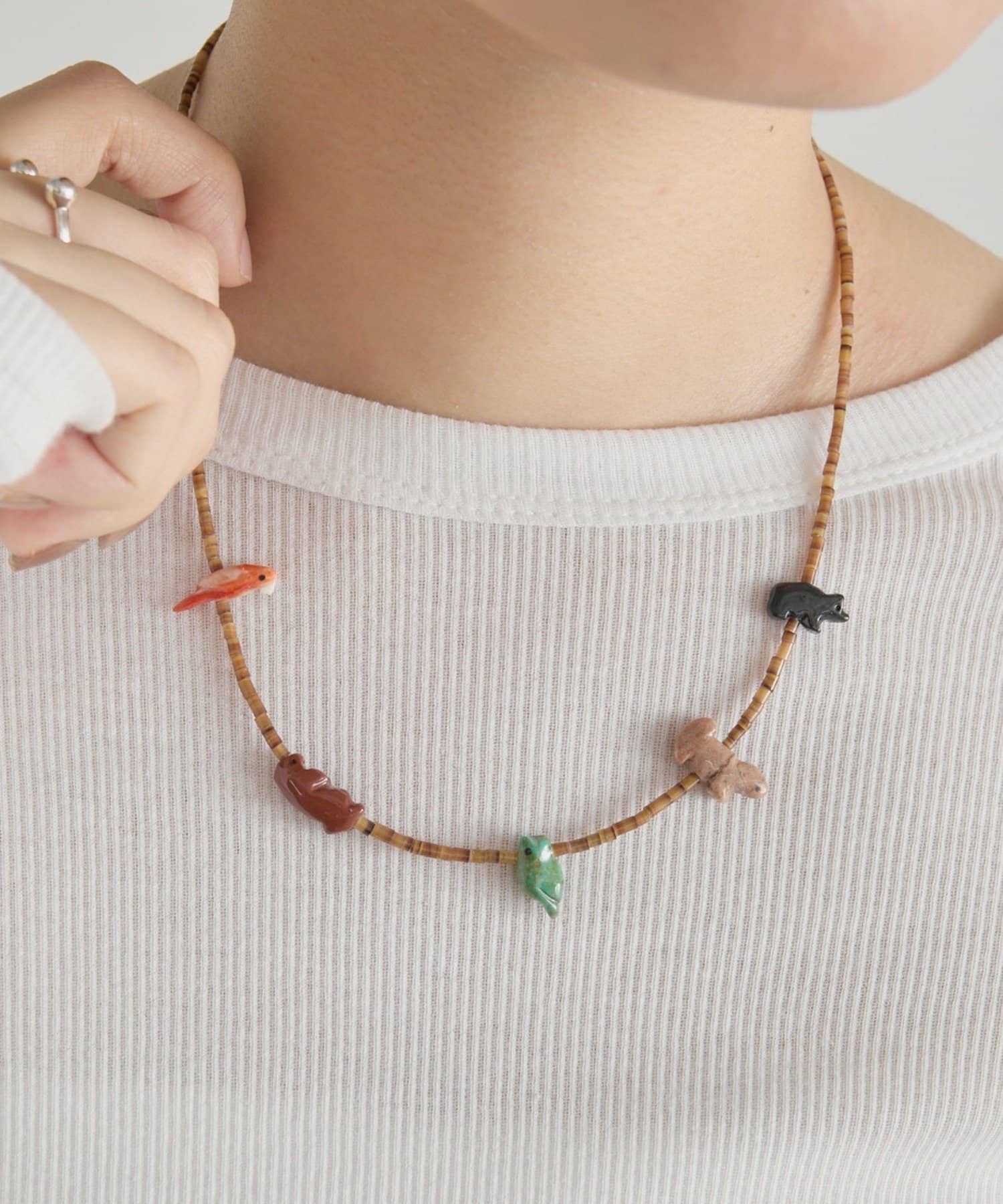 ear PAPILLONNER(イア パピヨネ) 《スターリングシルバー使用》天然石フェティッシュショートネックレス