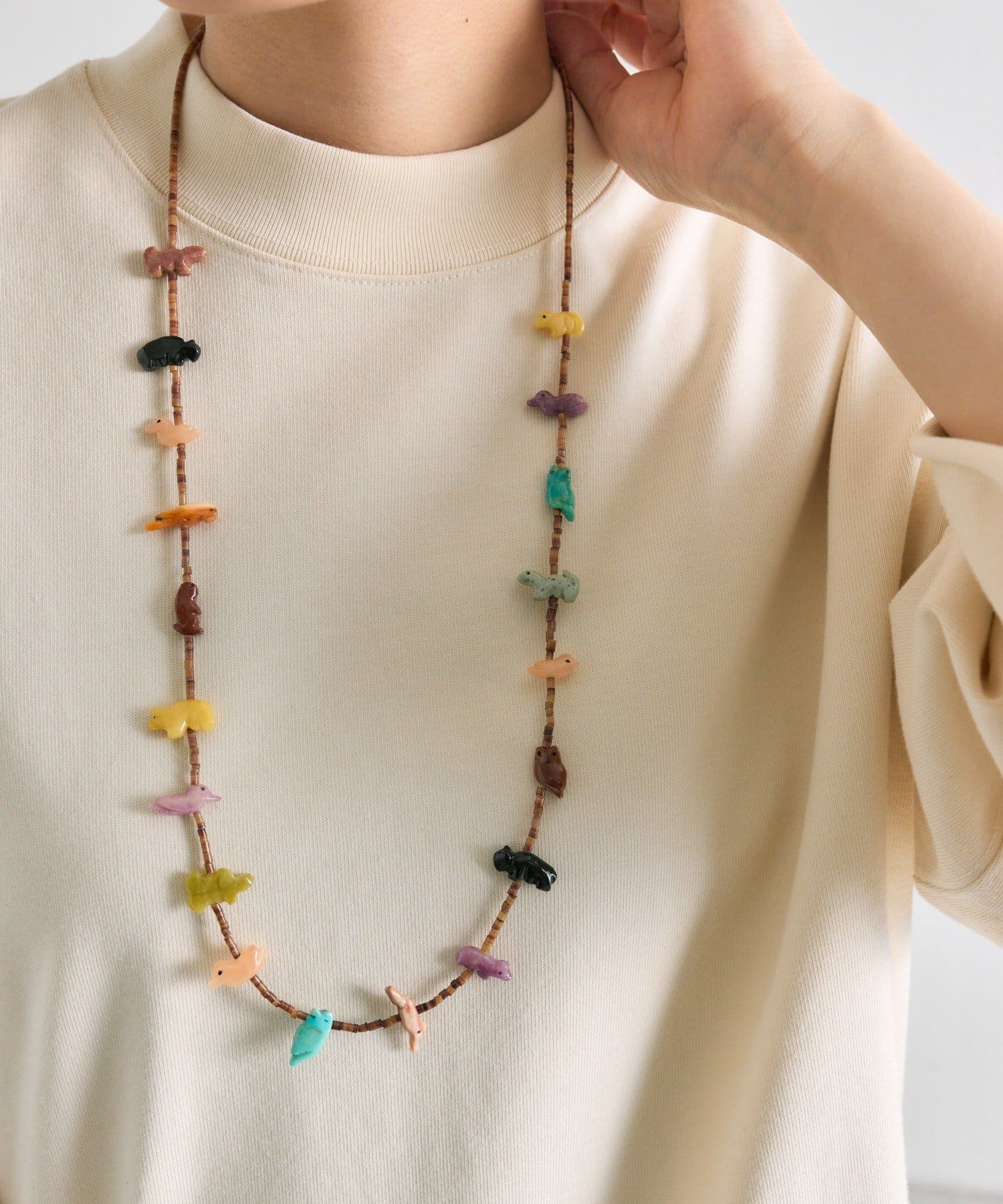 ear PAPILLONNER(イア パピヨネ) 《スターリングシルバー使用》天然石フェティッシュ80cmネックレス