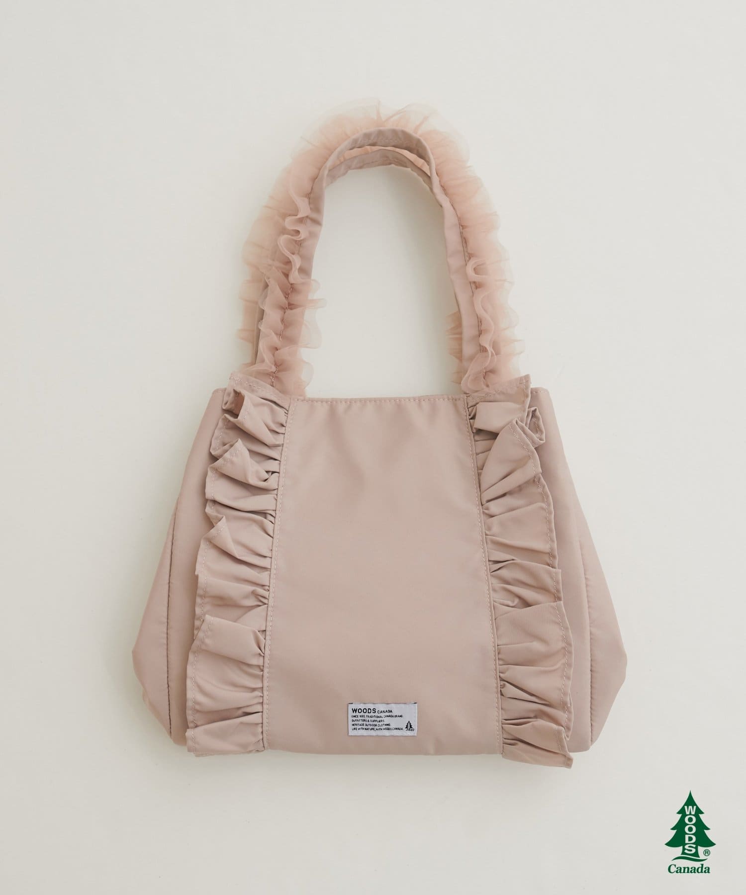 natural couture(ナチュラルクチュール) 【WOODS × natural couture】ショルダー付きフリルトートバッグ