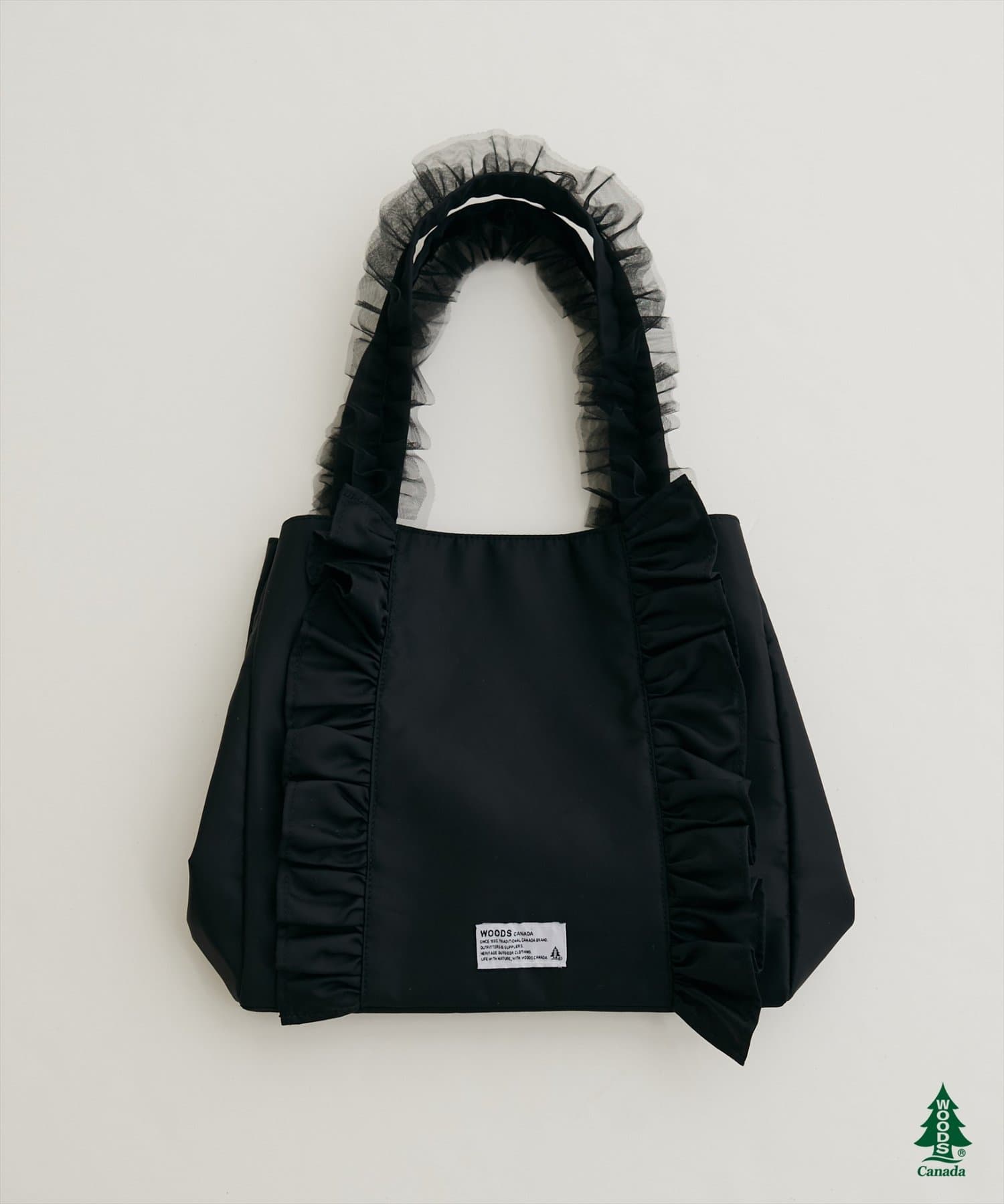 natural couture(ナチュラルクチュール) 【WOODS × natural couture】ショルダー付きフリルトートバッグ