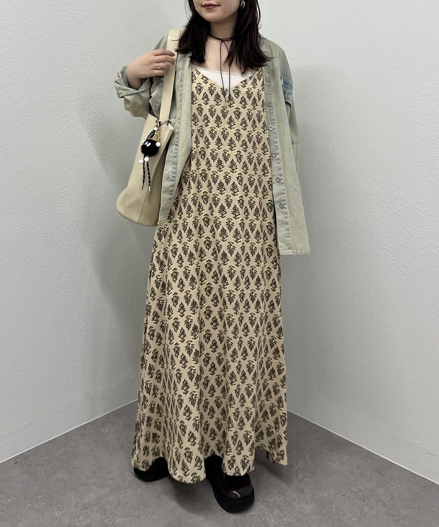 NICE CLAUP / OLIVE des OLIVE OUTLET(ナイスクラップ  / オリーブ デ オリーブ アウトレット) 【RMAF】総柄レーヨンパンツキャミジャンスカ