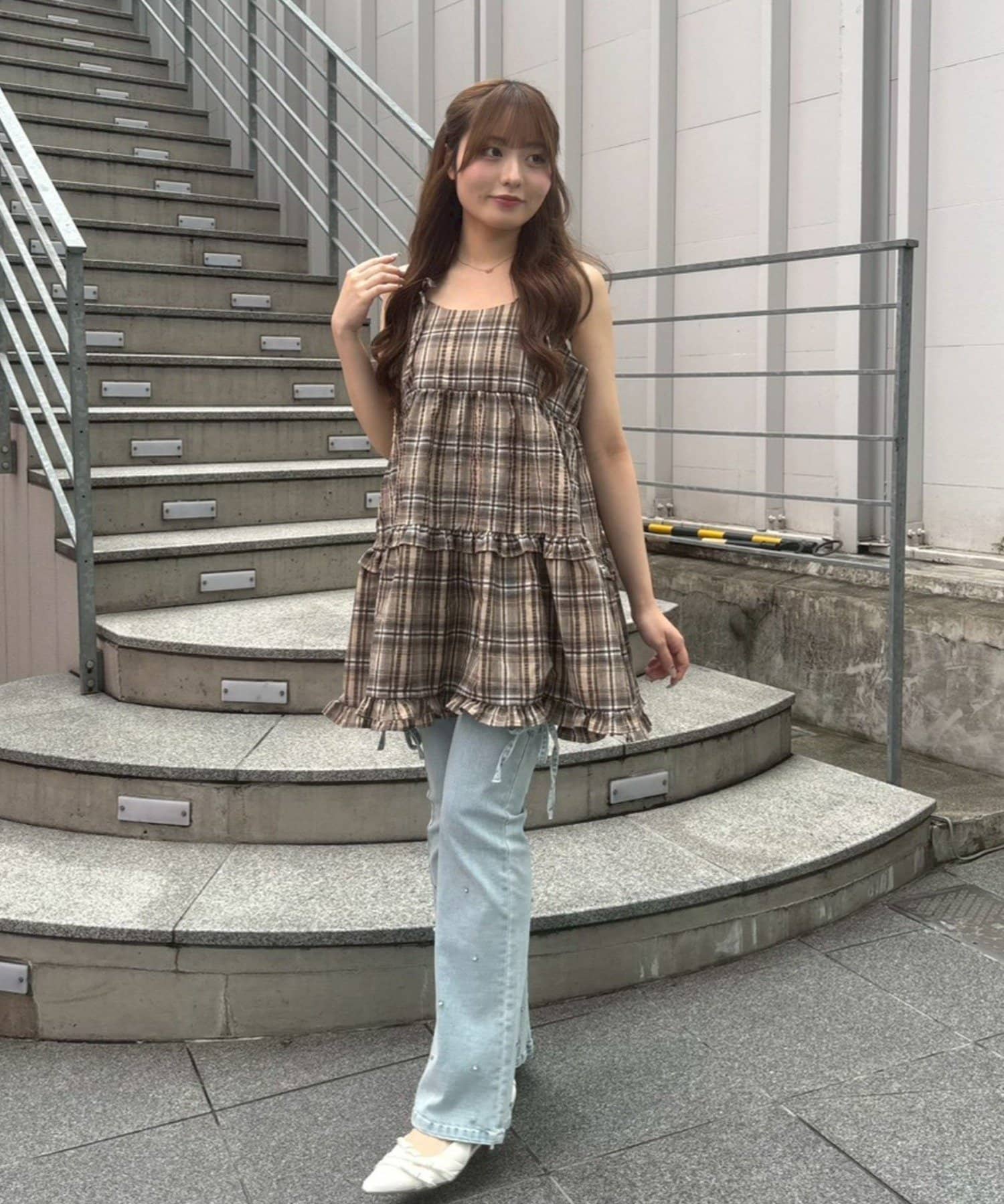 NICE CLAUP / OLIVE des OLIVE OUTLET(ナイスクラップ  / オリーブ デ オリーブ アウトレット) 【OUTLET限定】キャミティアードチュニックワンピース