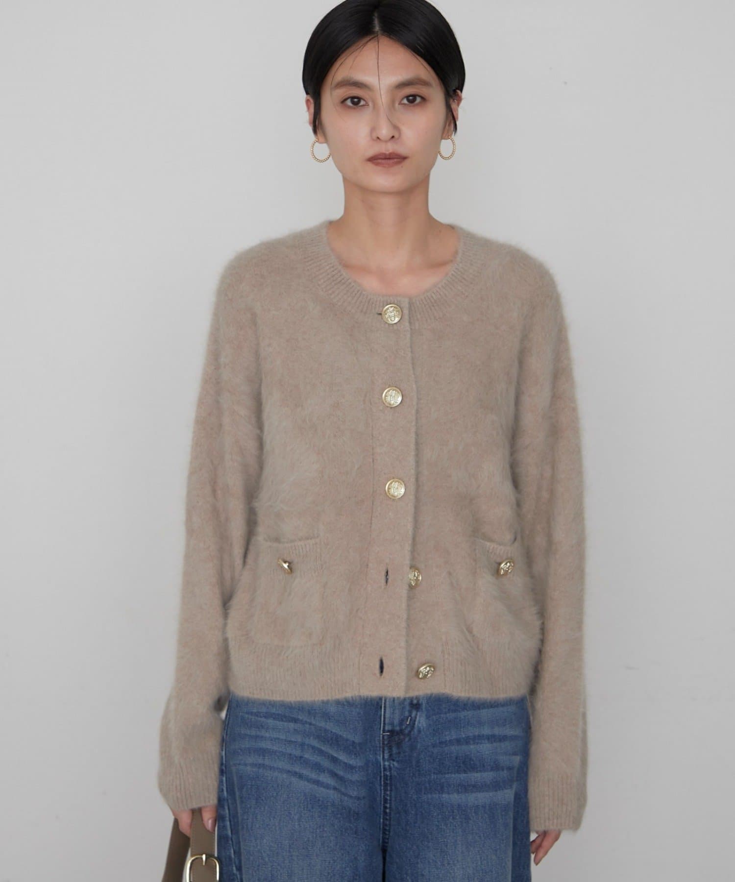 ✼美品✼ ラウンジドレス カシミヤ ウール フードニットコート フーディ ガウン FURカシミヤミンクライクカーデ | LOUNGEDRESS(ラウンジドレス