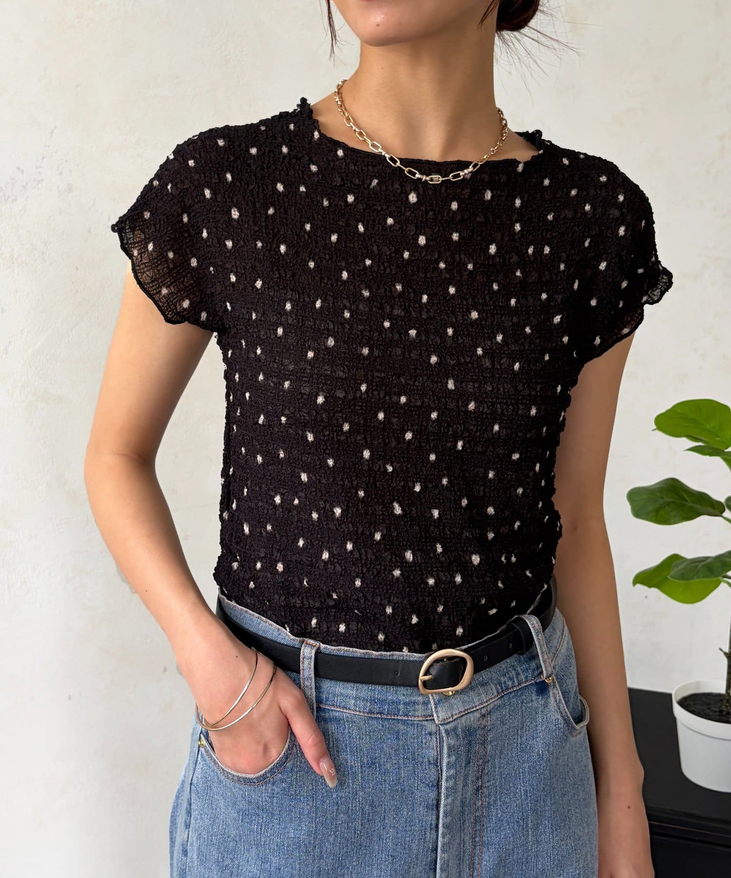 Chez toi(シェトワ) 膨れ半袖プルオーバー