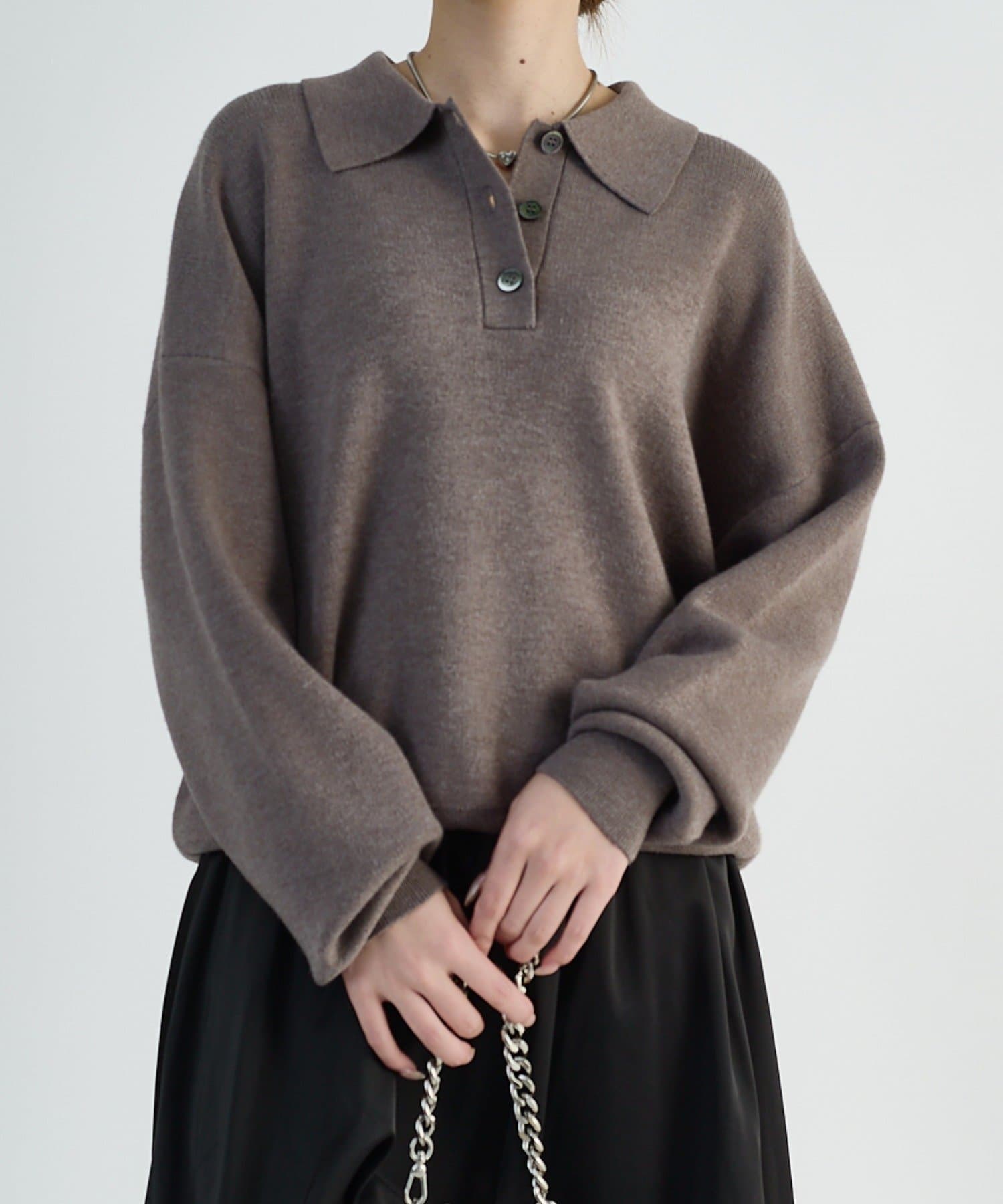 Lui's(ルイス) ウォッシャブルニットポロプルオーバー