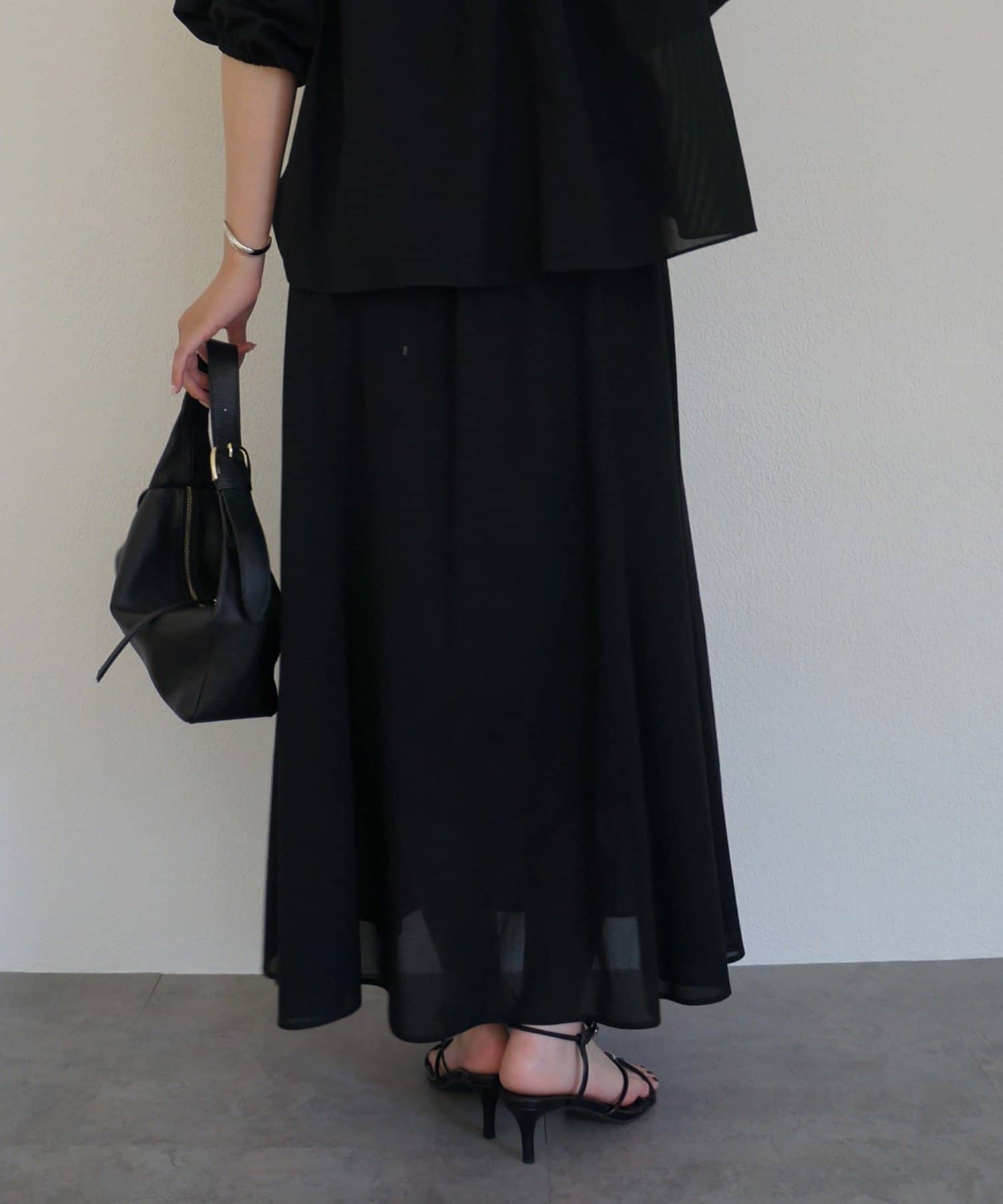 LOUNGEDRESS(ラウンジドレス) 《セットアップ着用可》カラミメッシュフレアスカート