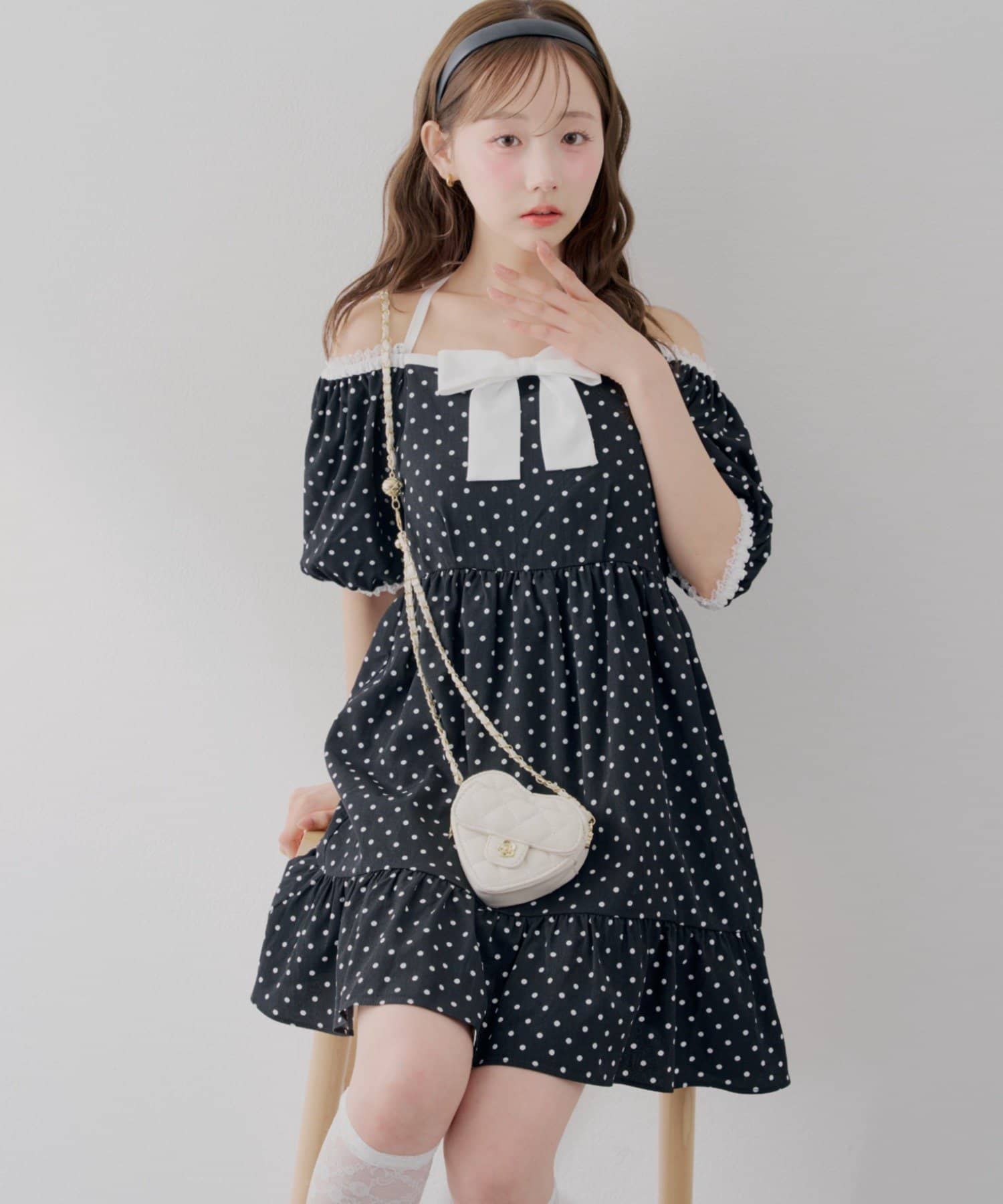 NICE CLAUP / OLIVE des OLIVE OUTLET(ナイスクラップ  / オリーブ デ オリーブ アウトレット) 【continuer】ときめきを詰め込んだ、主役級あざとドットミニワンピ