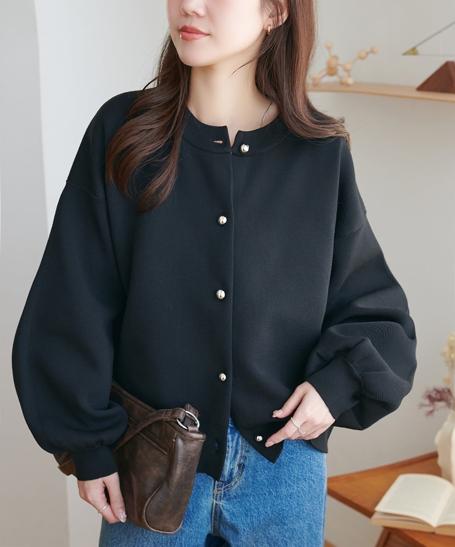DISCOAT(ディスコート) 【14色展開】メタル釦スポンディッシュカーディガン《WEB限定カラーあり》