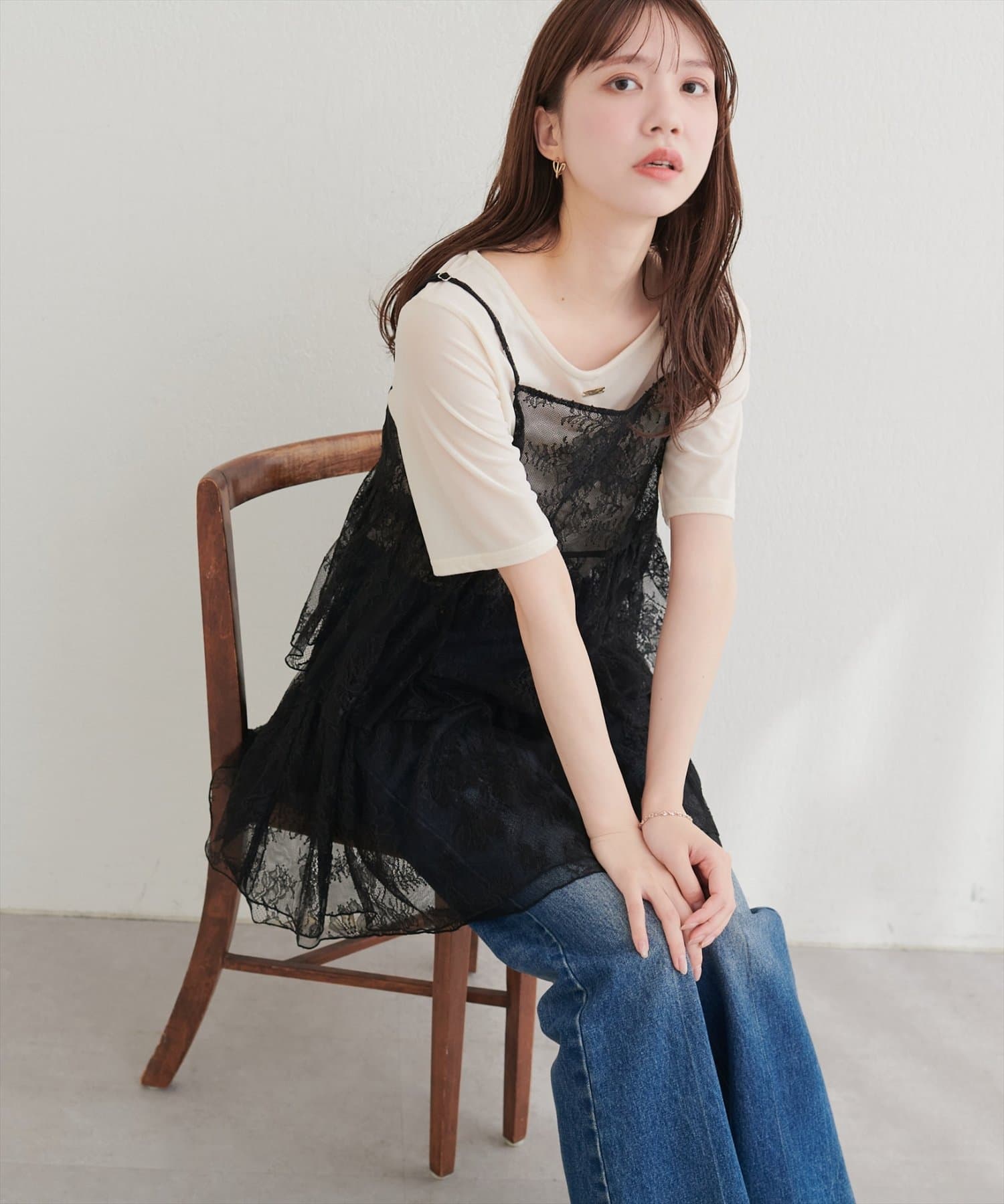 natural couture(ナチュラルクチュール) レースティアードチュニック