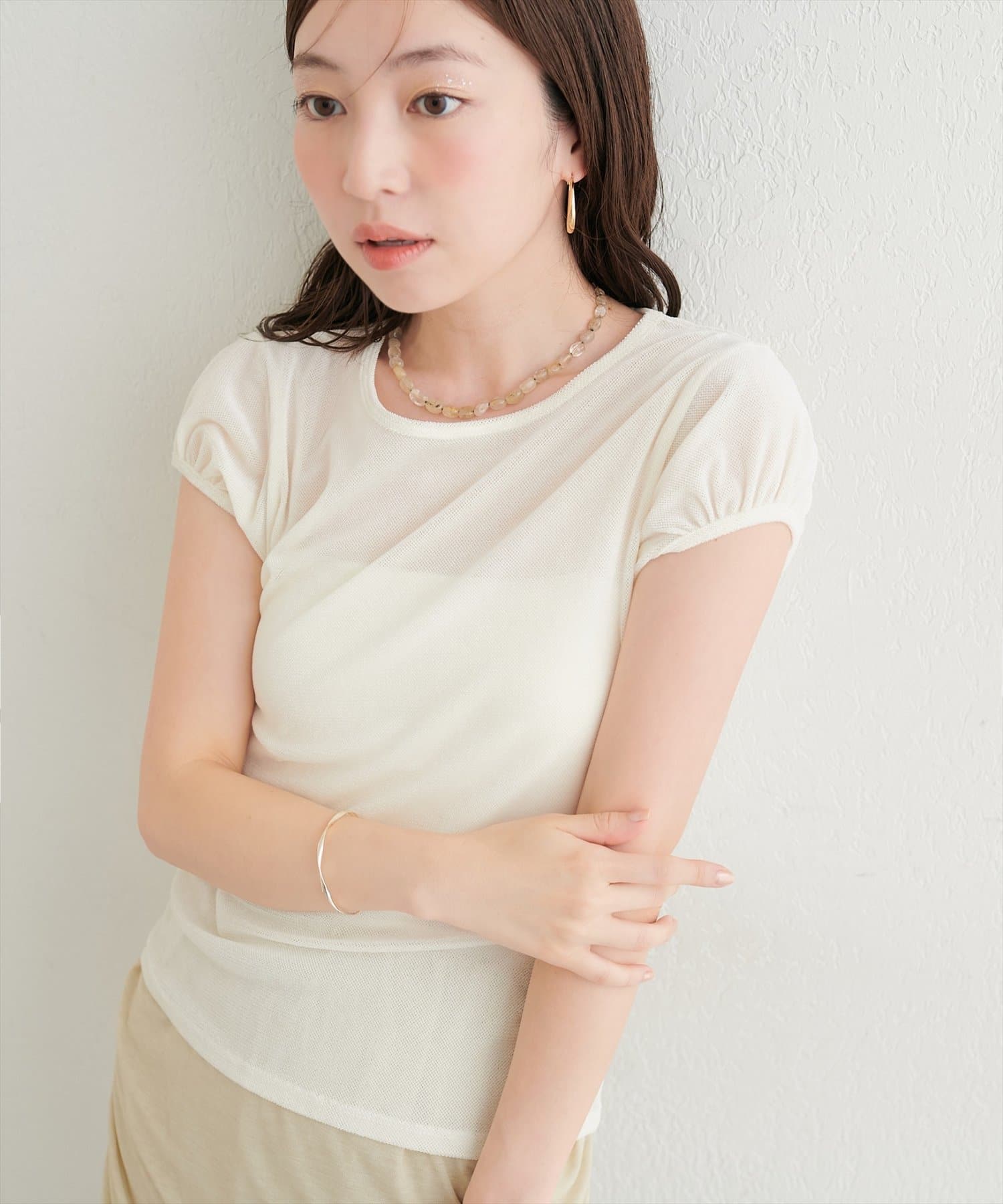 natural couture(ナチュラルクチュール) パフキャップスリーブT