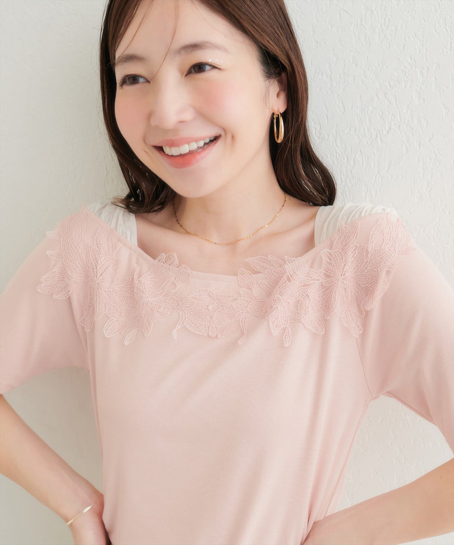 natural couture(ナチュラルクチュール) オフショル風レースプルオーバー