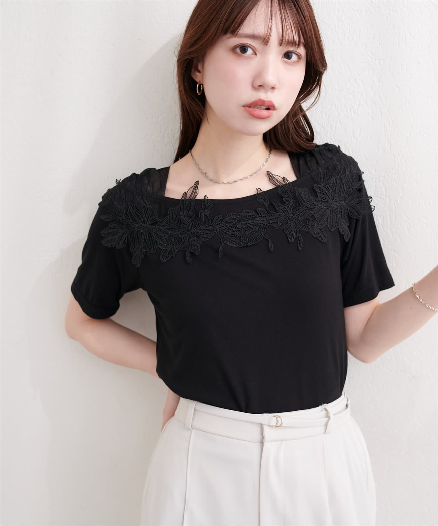 natural couture(ナチュラルクチュール) オフショル風レースプルオーバー