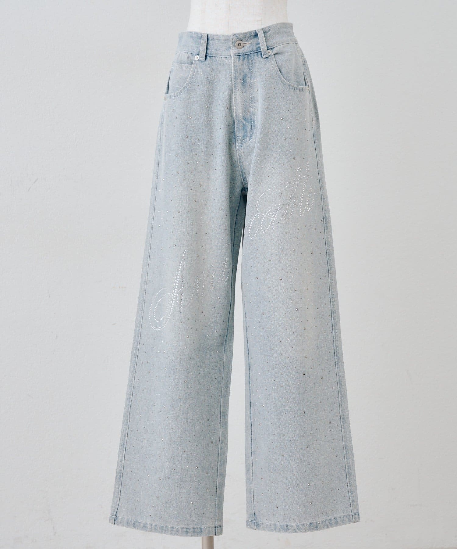 NICE CLAUP / OLIVE des OLIVE OUTLET(ナイスクラップ  / オリーブ デ オリーブ アウトレット) 【continuer】キラキラロゴバギーデニムパンツ