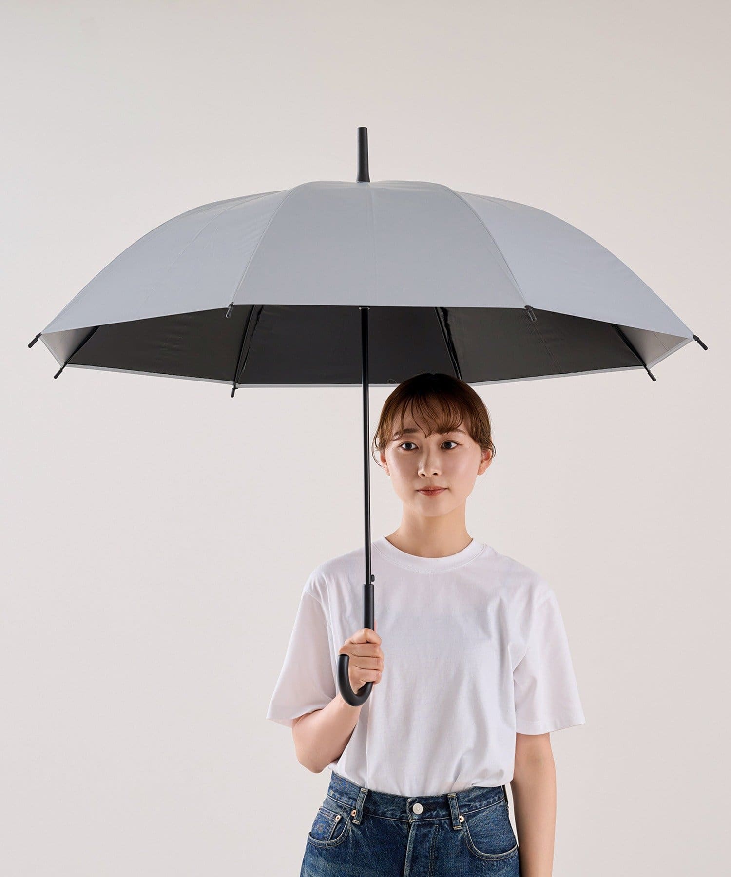 3COINS(スリーコインズ) 晴雨兼用長傘ビニール：60cm