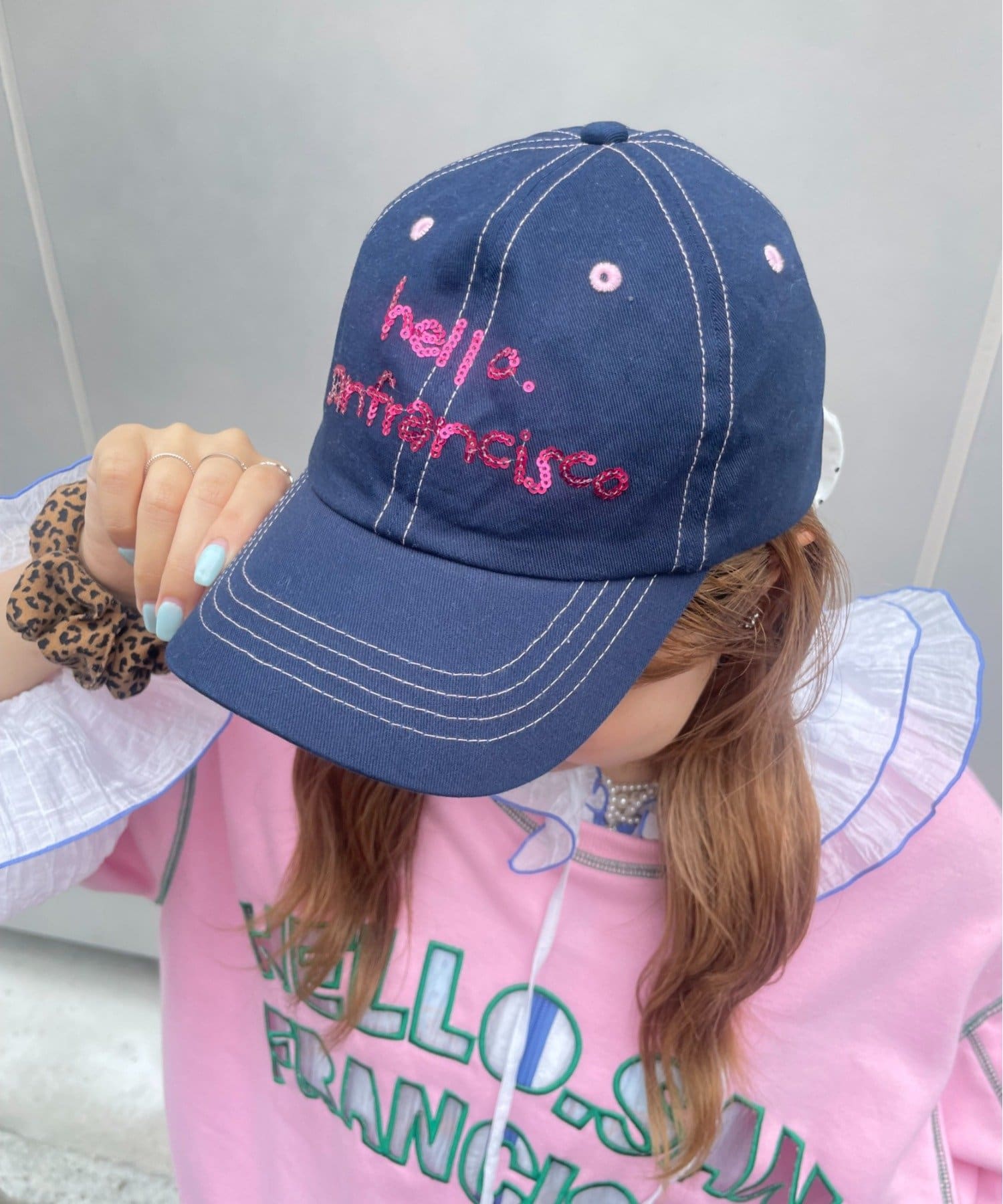 CIAOPANIC TYPY(チャオパニックティピー) 【HELLO.SANFRANCISCO】スパンコールロゴリボンキャップ