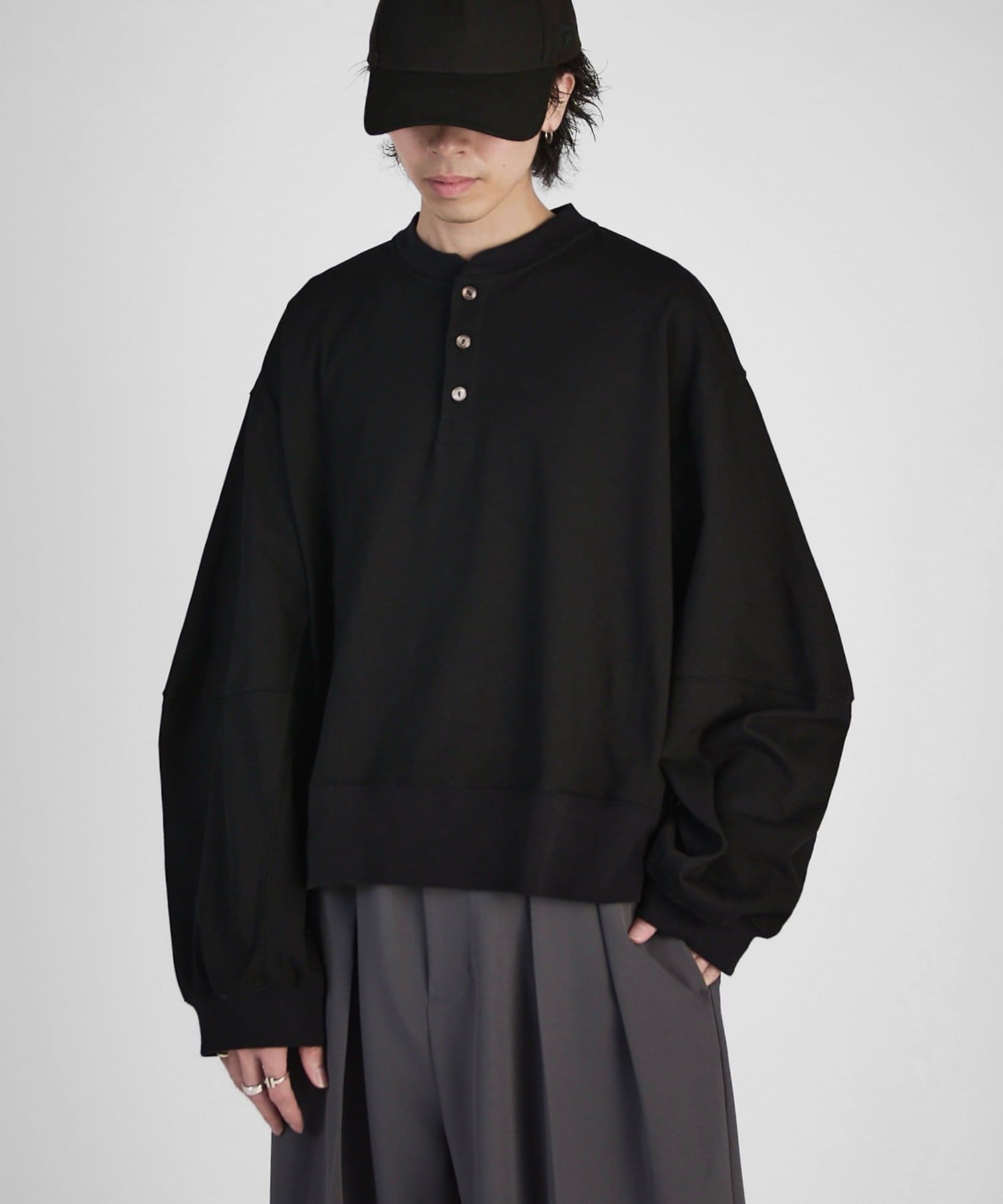 Lui's(ルイス) 【Neucon/ニューコン】ワイドスリーブヘンリーネックビッグロンT