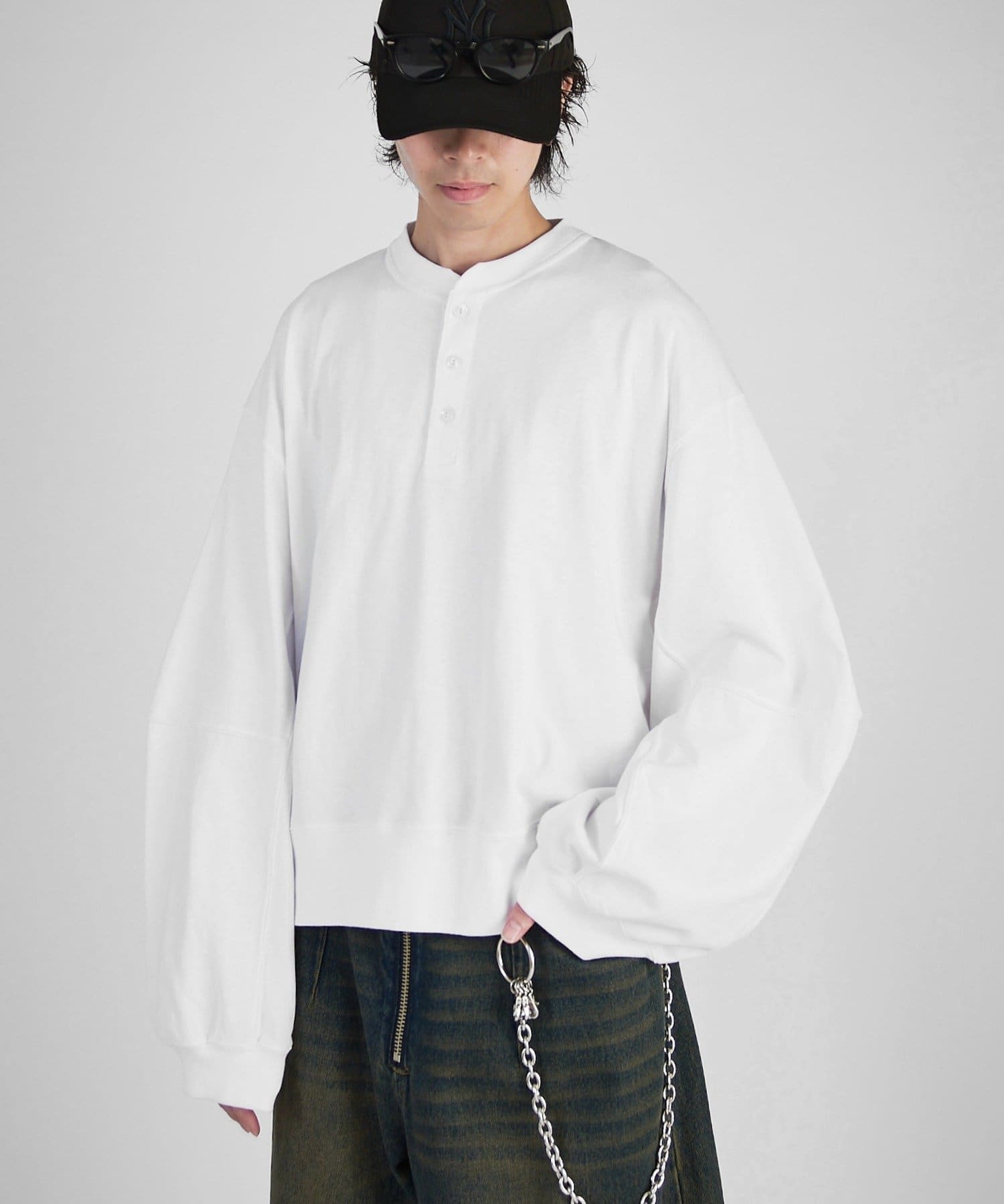 Lui's(ルイス) 【Neucon/ニューコン】ワイドスリーブヘンリーネックビッグロンT