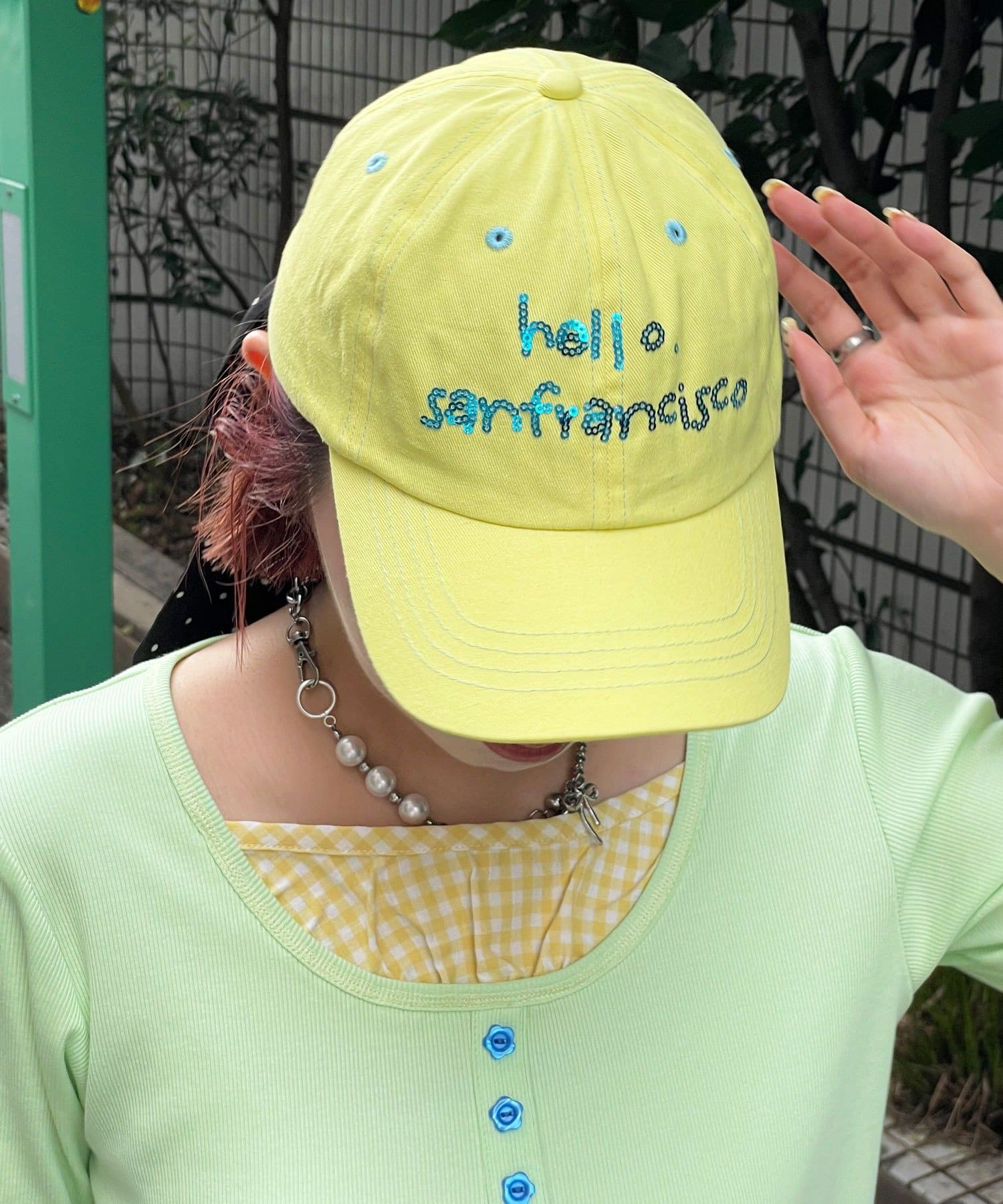 CIAOPANIC(チャオパニック) 【HELLO.SANFRANCISCO/ハローサンフランシスコ】スパンコールロゴリボンキャップ