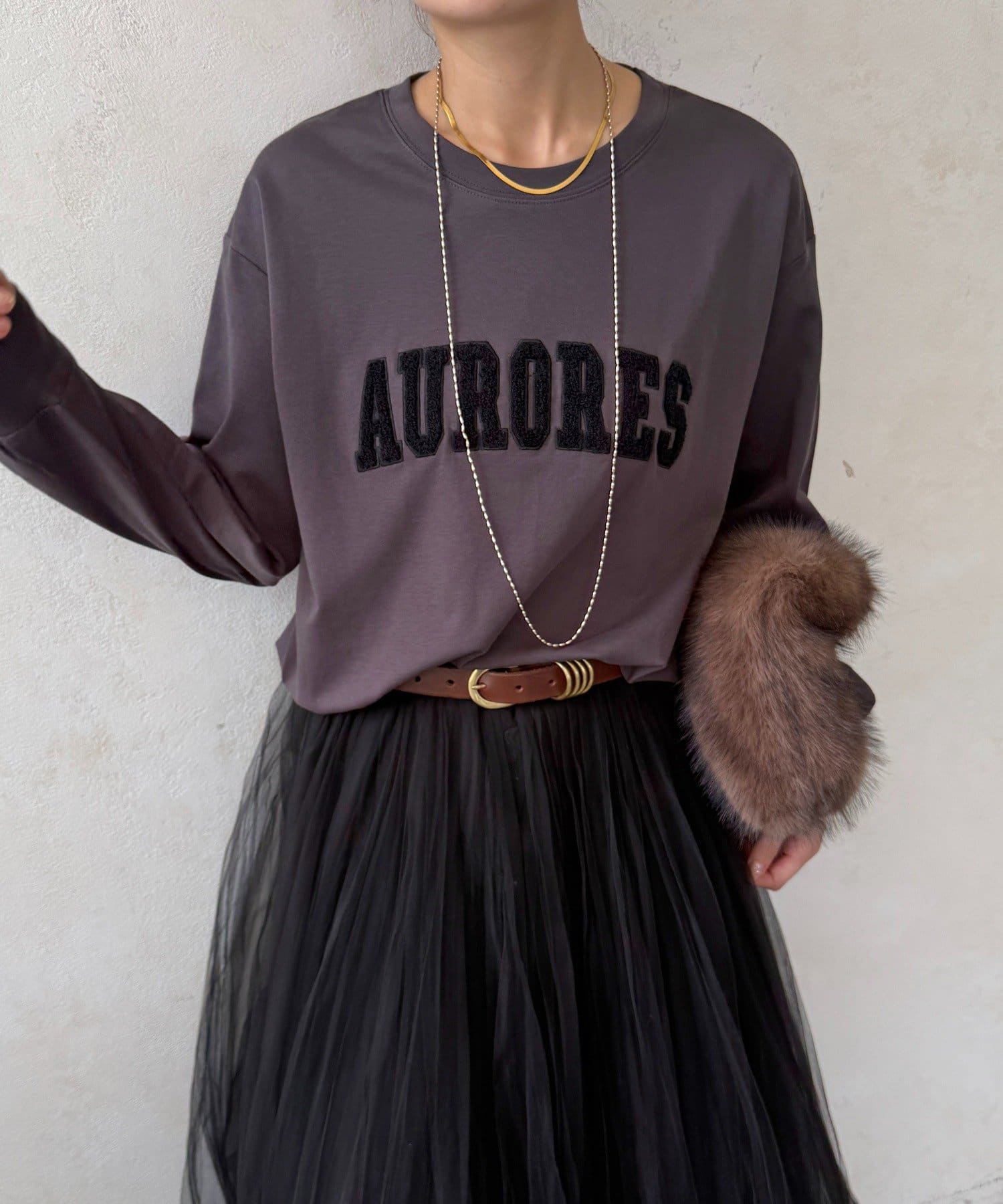 DOUDOU(ドゥドゥ) AURORESサガラ刺繍ロゴロンTEE