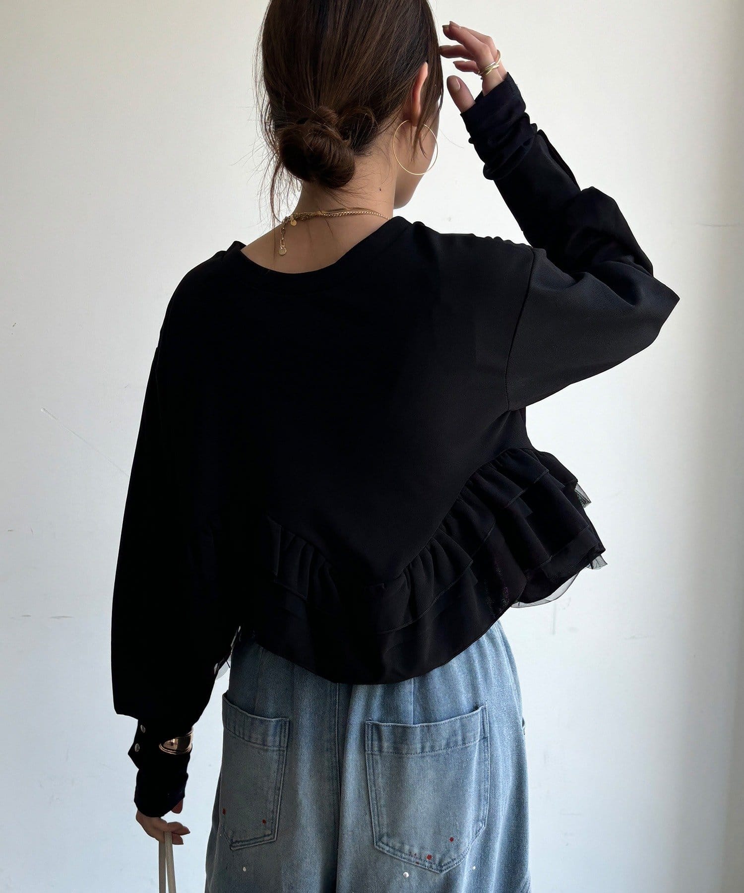 DOUDOU(ドゥドゥ) 【WEB限定】 前後2wayカットジョーゼット裾フリルブラウス